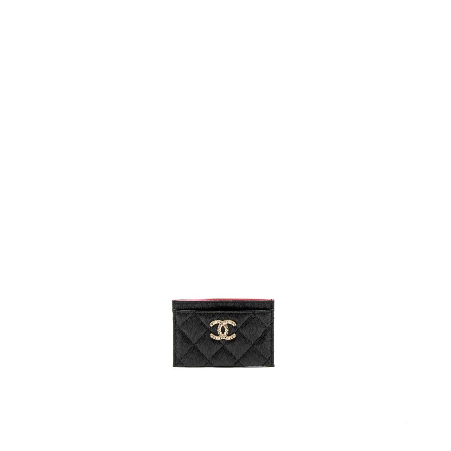 Chanel 23P Quilted CC Logo Card Holder Black Wallet Case