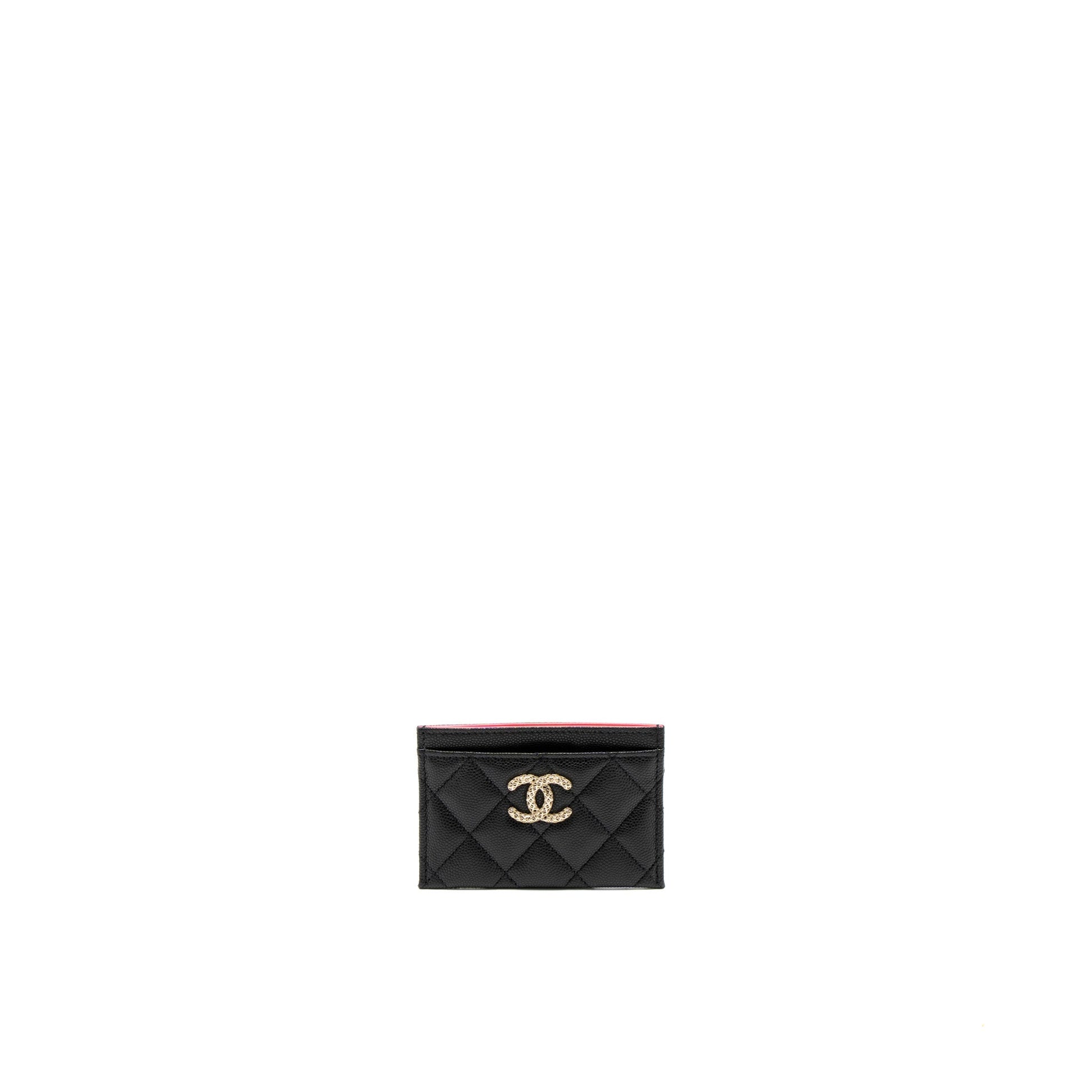 Chanel 23P Quilted CC Logo Card Holder Black Wallet Case
