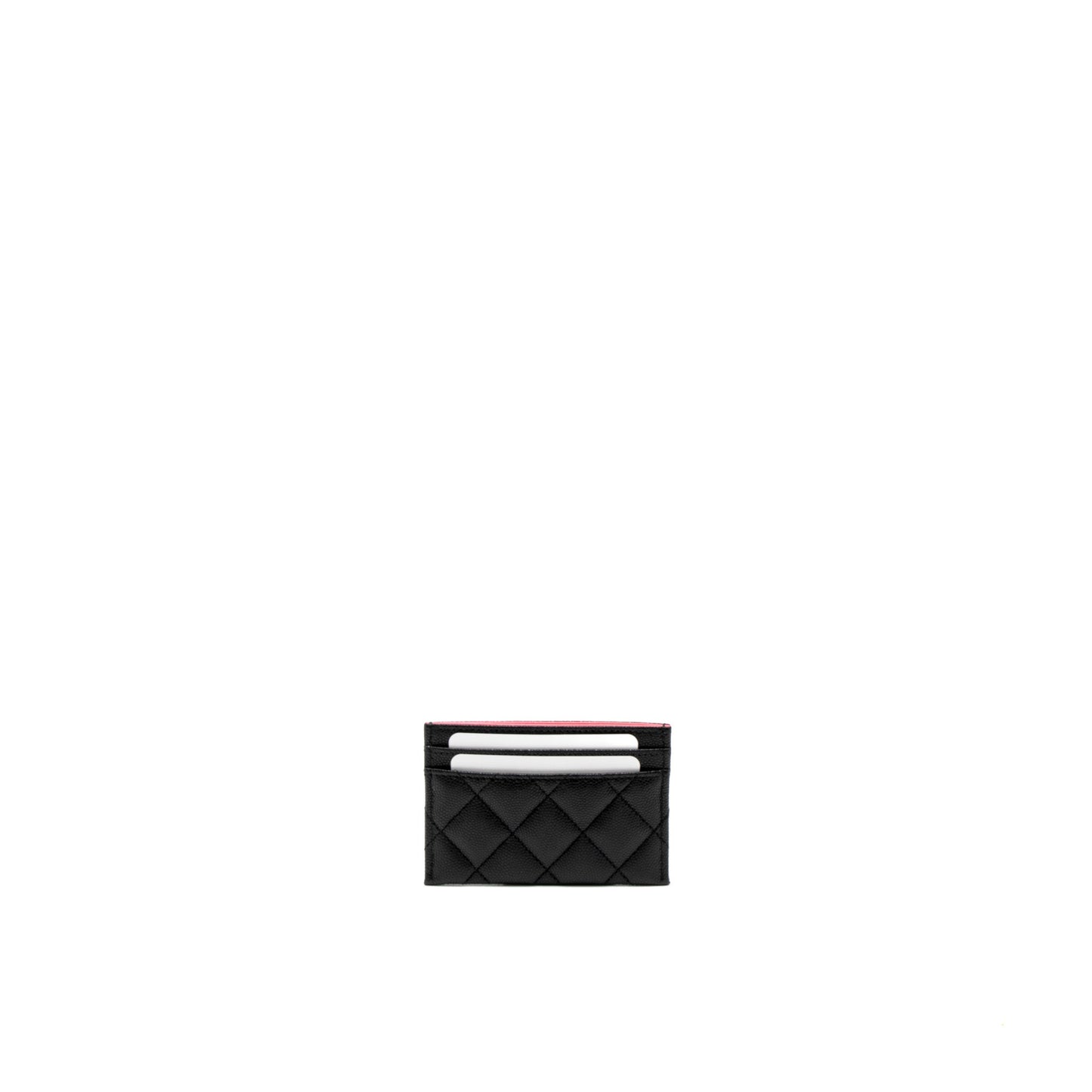 Chanel 23P Quilted CC Logo Card Holder Black Wallet Case