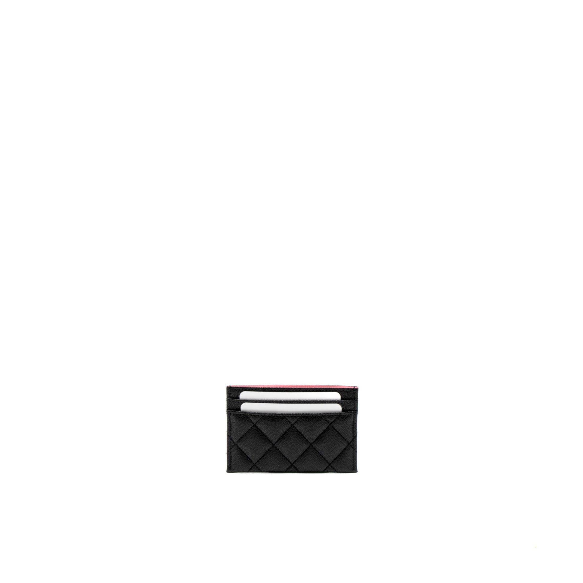 Chanel 23P Quilted CC Logo Card Holder Black Wallet Case