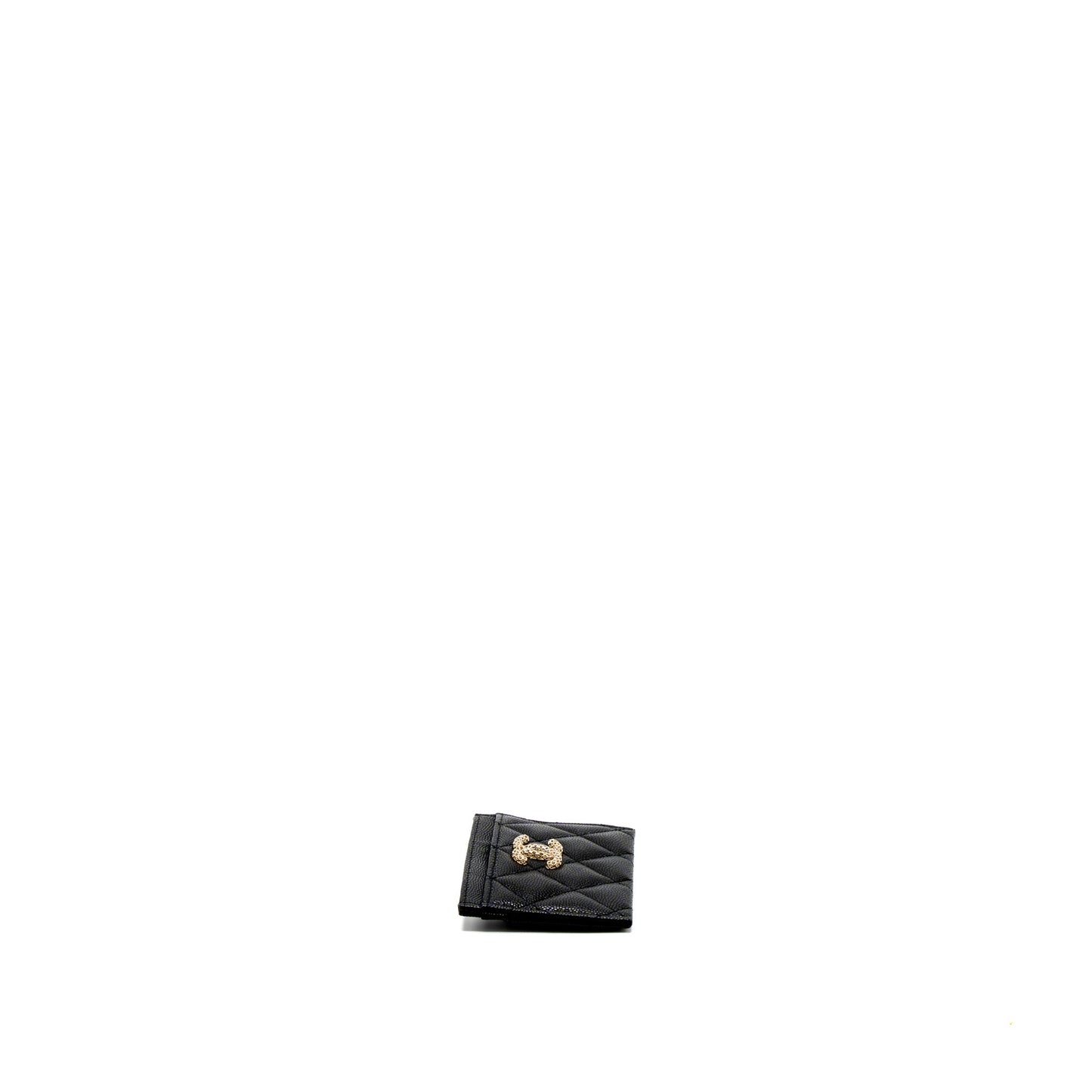 Chanel 23P Quilted CC Logo Card Holder Black Wallet Case