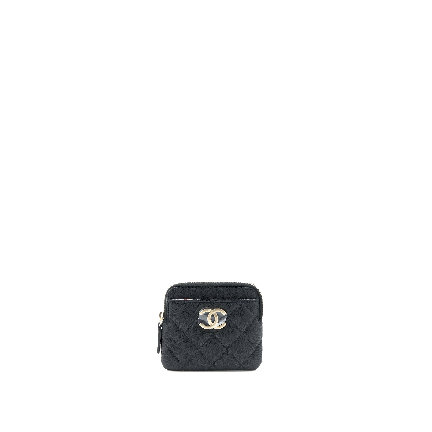 Chanel 23C Zipped Coin Purse Caviar LGHW Black Wallet Case