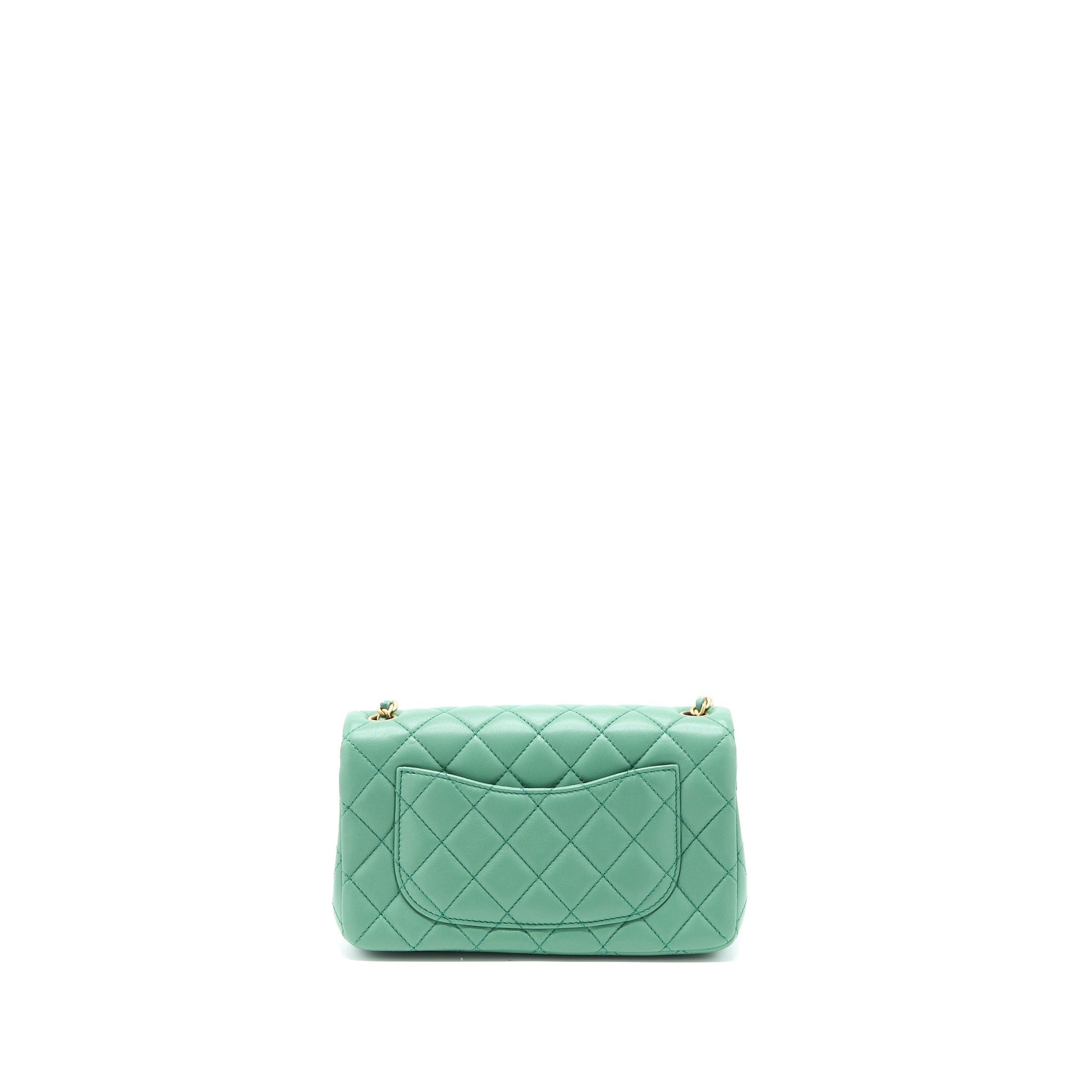 Chanel Pearl Crush Rectangular Flap Lambskin GHW Green Shoulder Bag