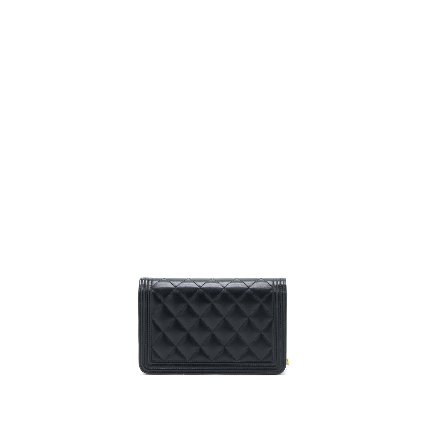 Chanel Boy on Lambskin Brushed GHW Black Wallet Case