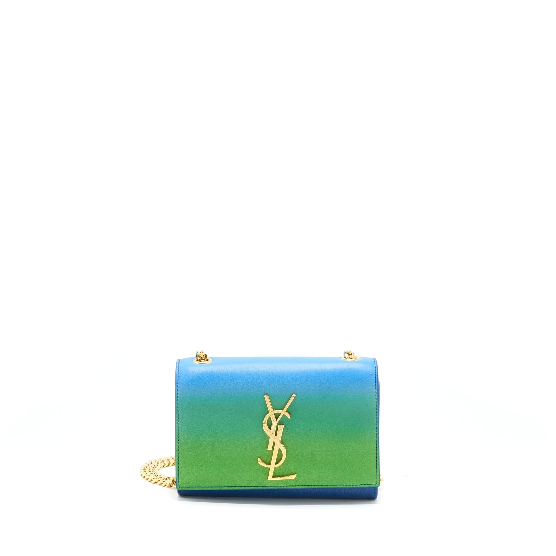 YSL Saint Laurent Saint Laurent Kate Chain Purse Travel Bag Blue Green