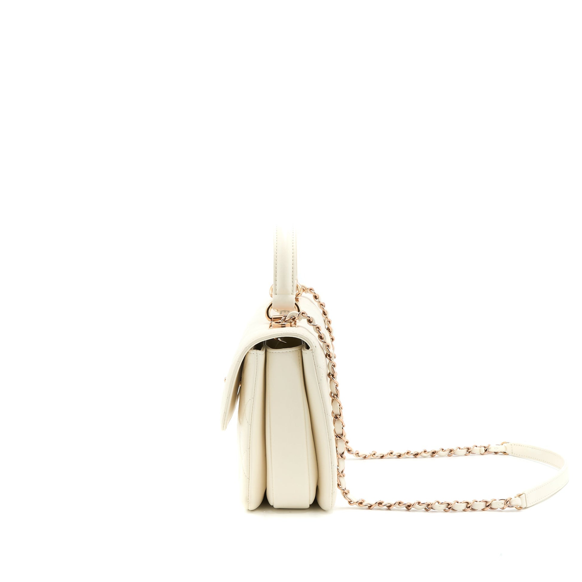 Chanel Trendy CC Lambskin RGHW Microchip White Small Handbag