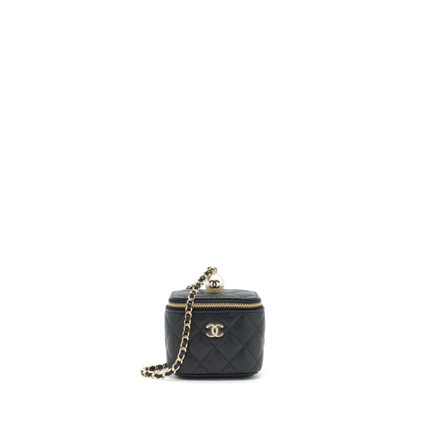 Chanel Vanity CC Pearl Caviar LGHW Black Small Clutch Bag Black Lghw