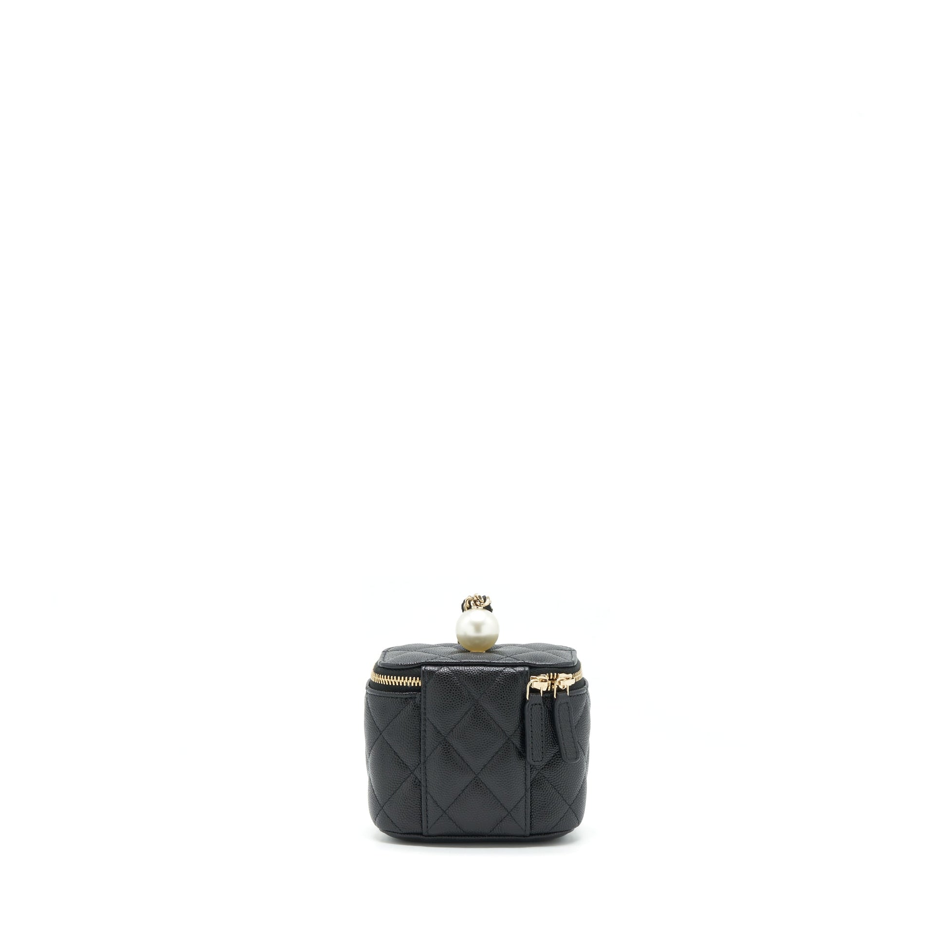 Chanel Vanity CC Pearl Caviar LGHW Black Small Clutch Bag Black Lghw