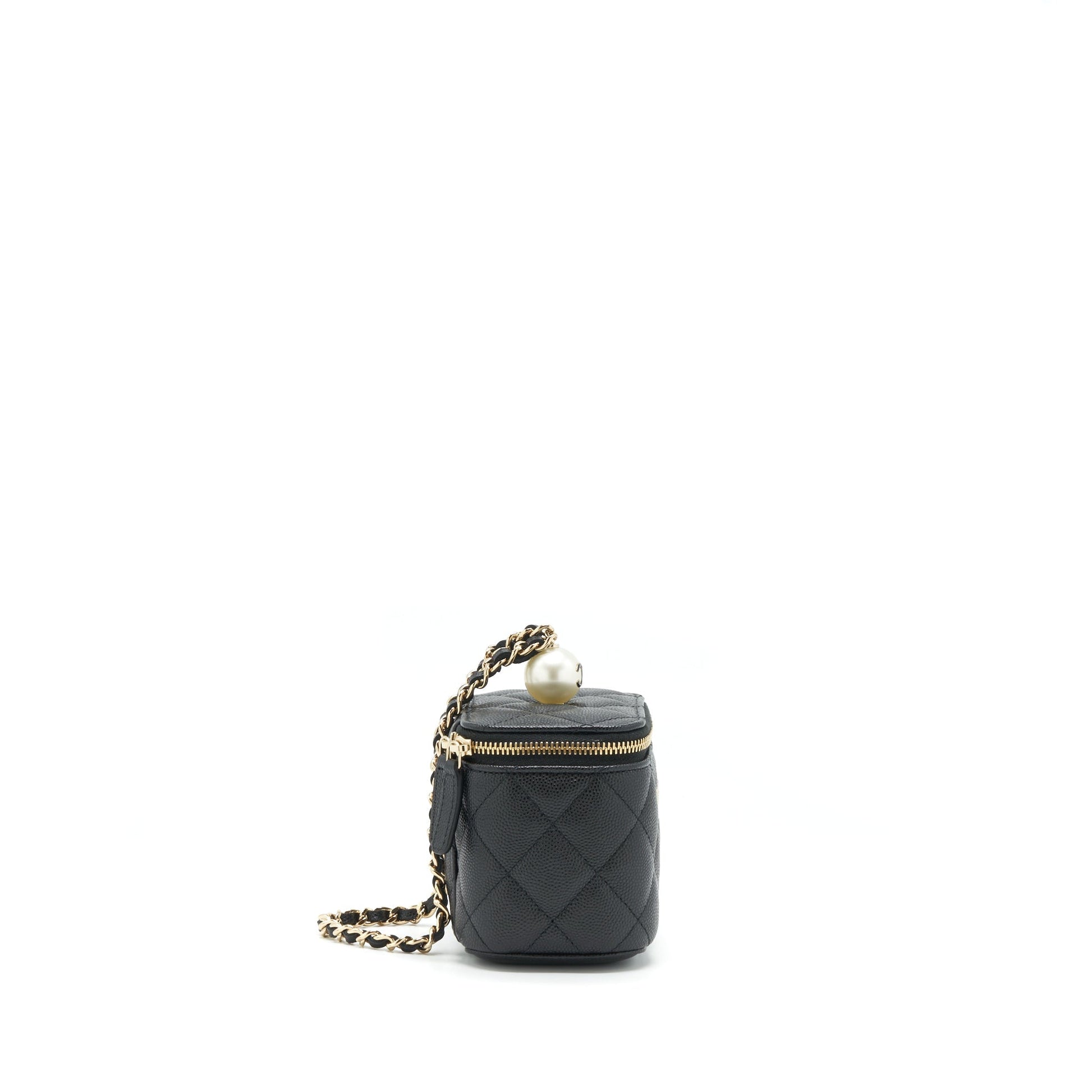 Chanel Vanity CC Pearl Caviar LGHW Black Small Clutch Bag Black Lghw