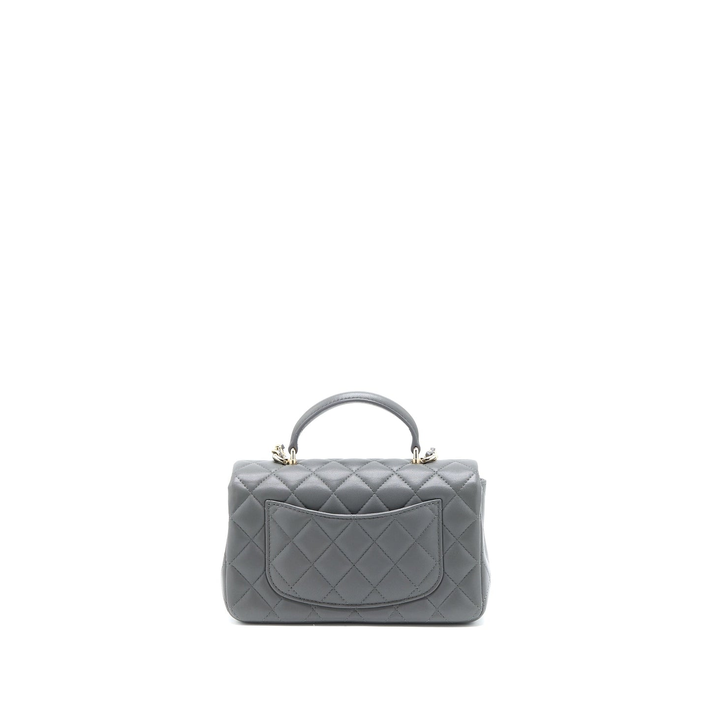 Chanel Top handle Rectangular Flap Lambskin LGHW Grey Shoulder Bag Microchip 1