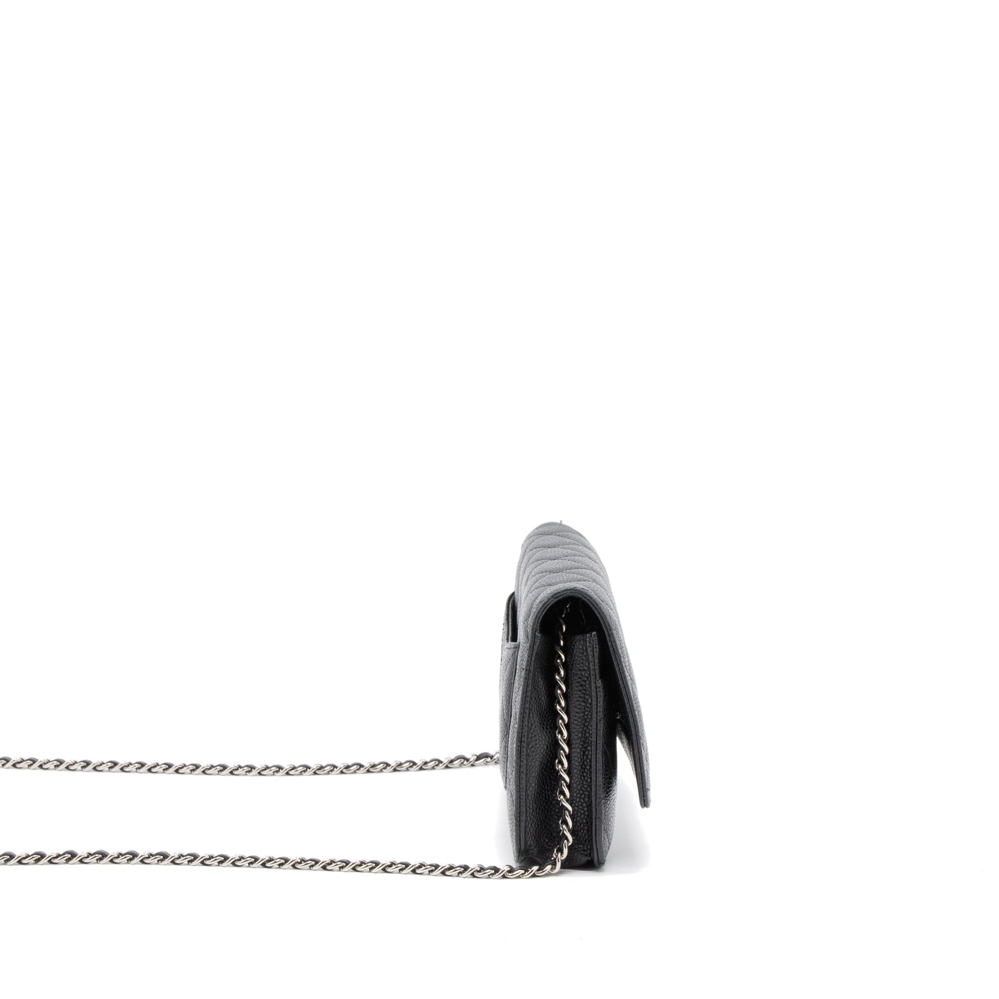 Chanel Classic On Caviar SHW Black Wallet Case Shw 5