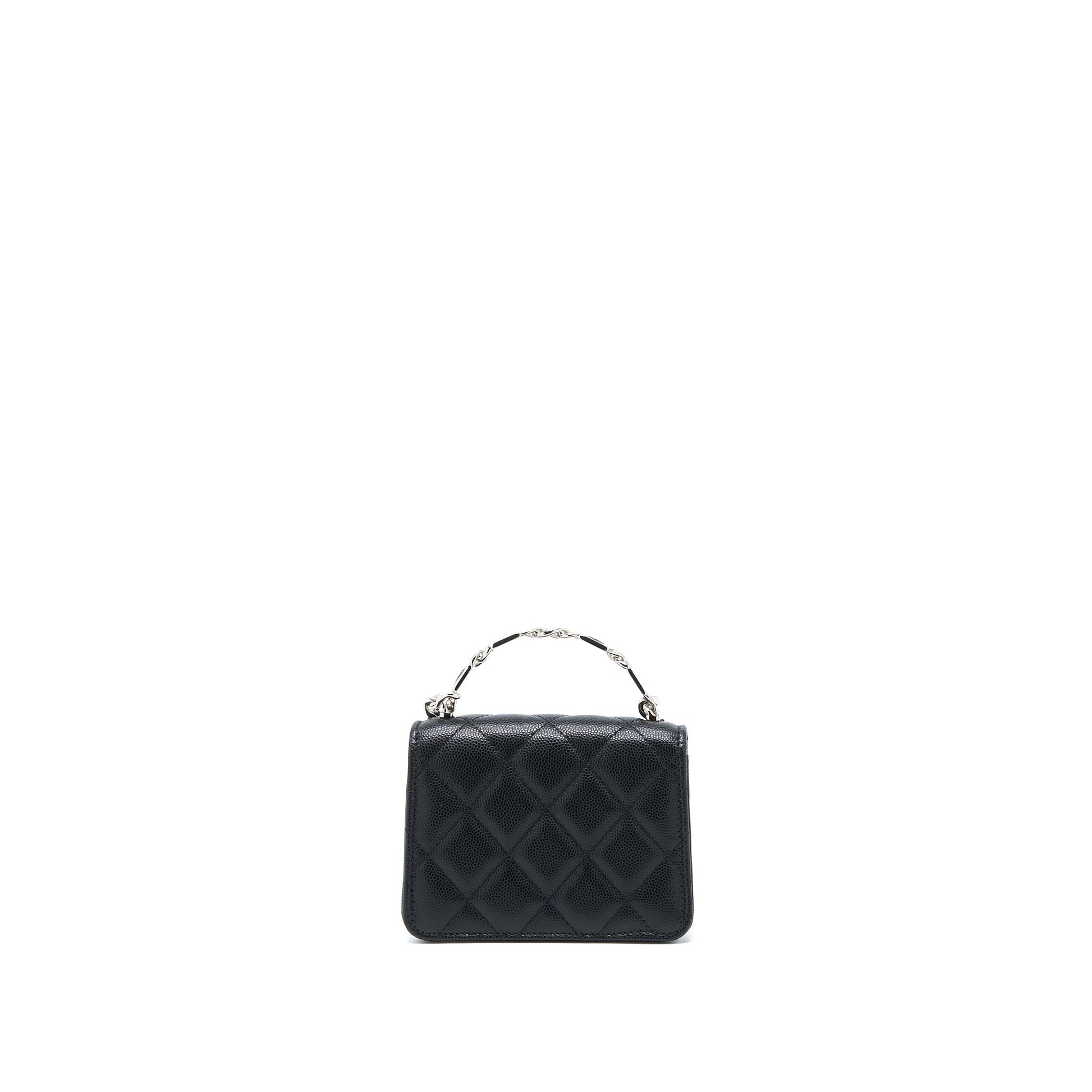 Chanel Detailed Top Handle Flap Caviar SHW Black Shoulder Bag