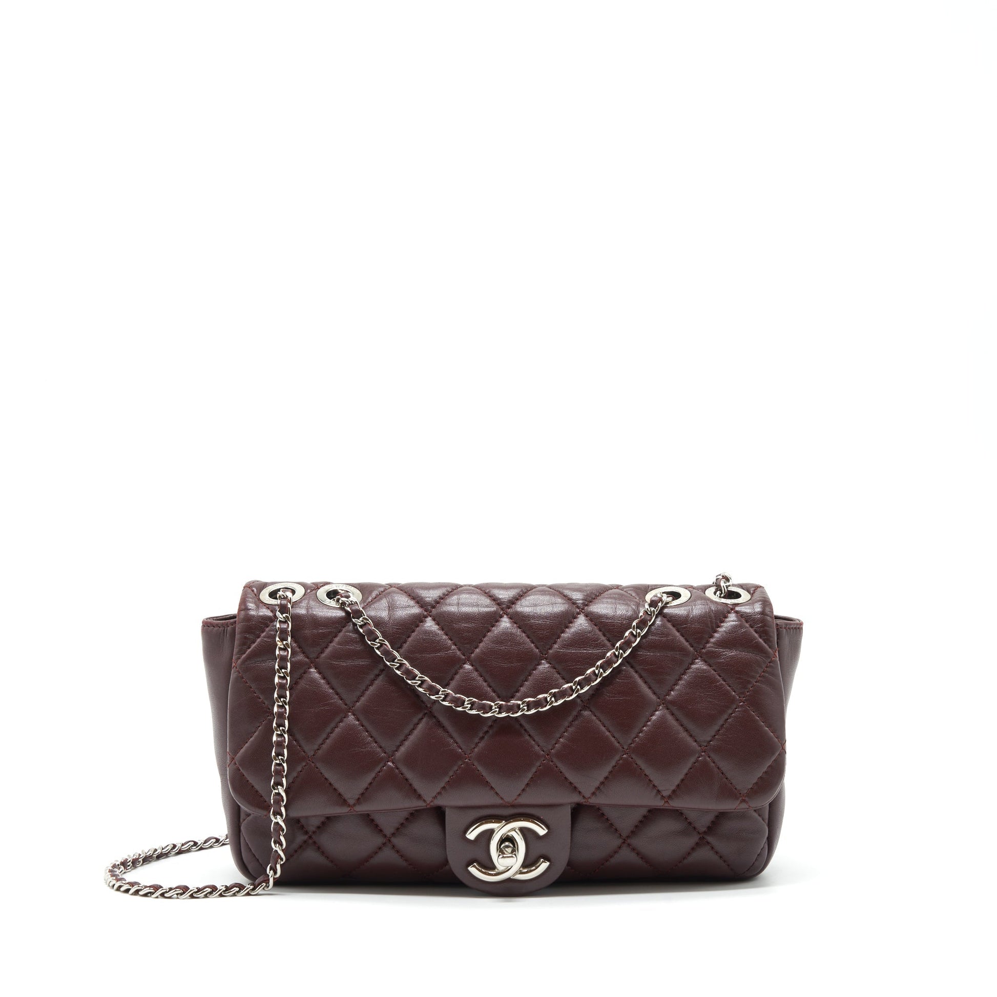 Chanel Coco Rain Flap Lambskin Burgundy SHW Shoulder Bag