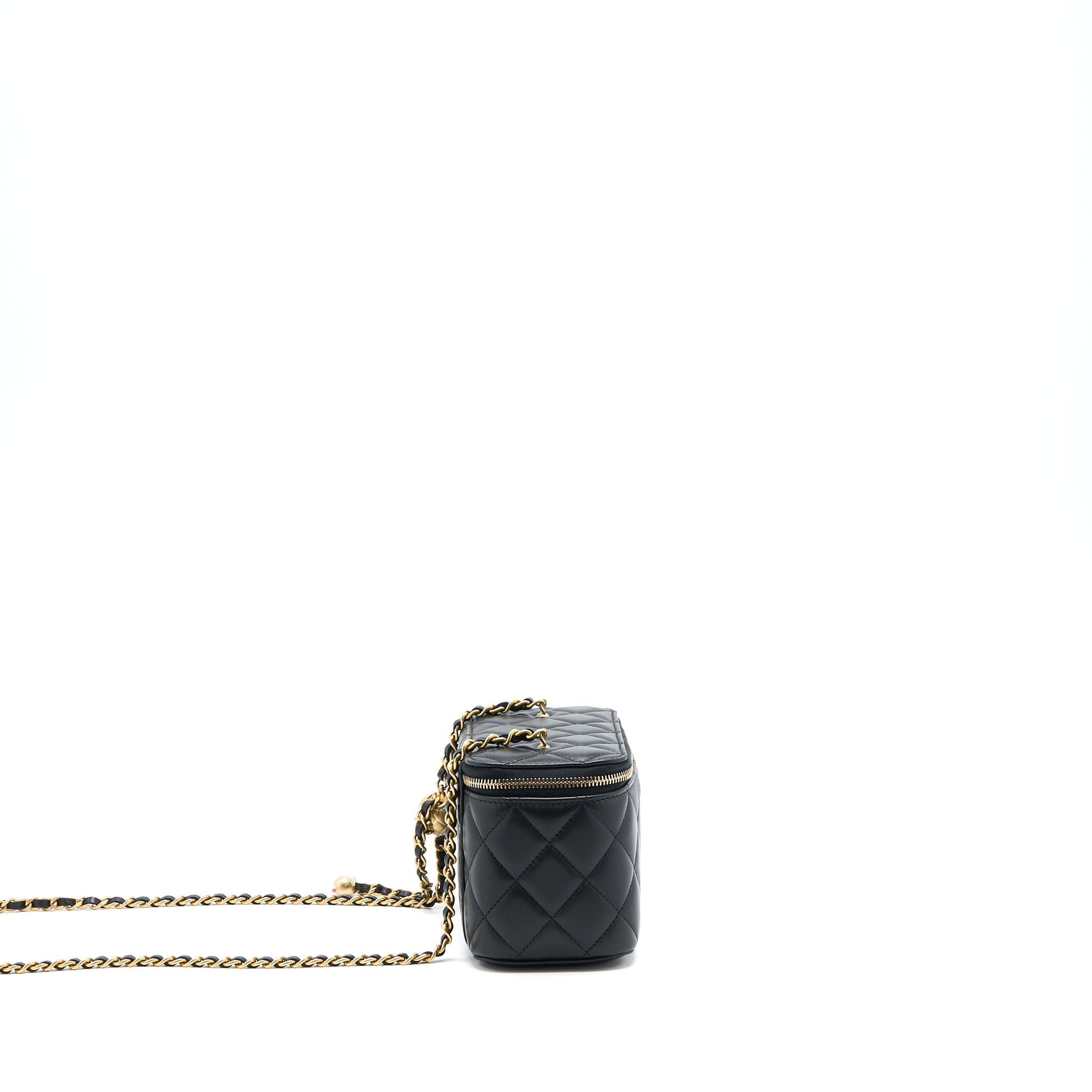 Chanel Pearl Crush Long Vanity Lambskin GHW Black Handbag Ghw Microchip