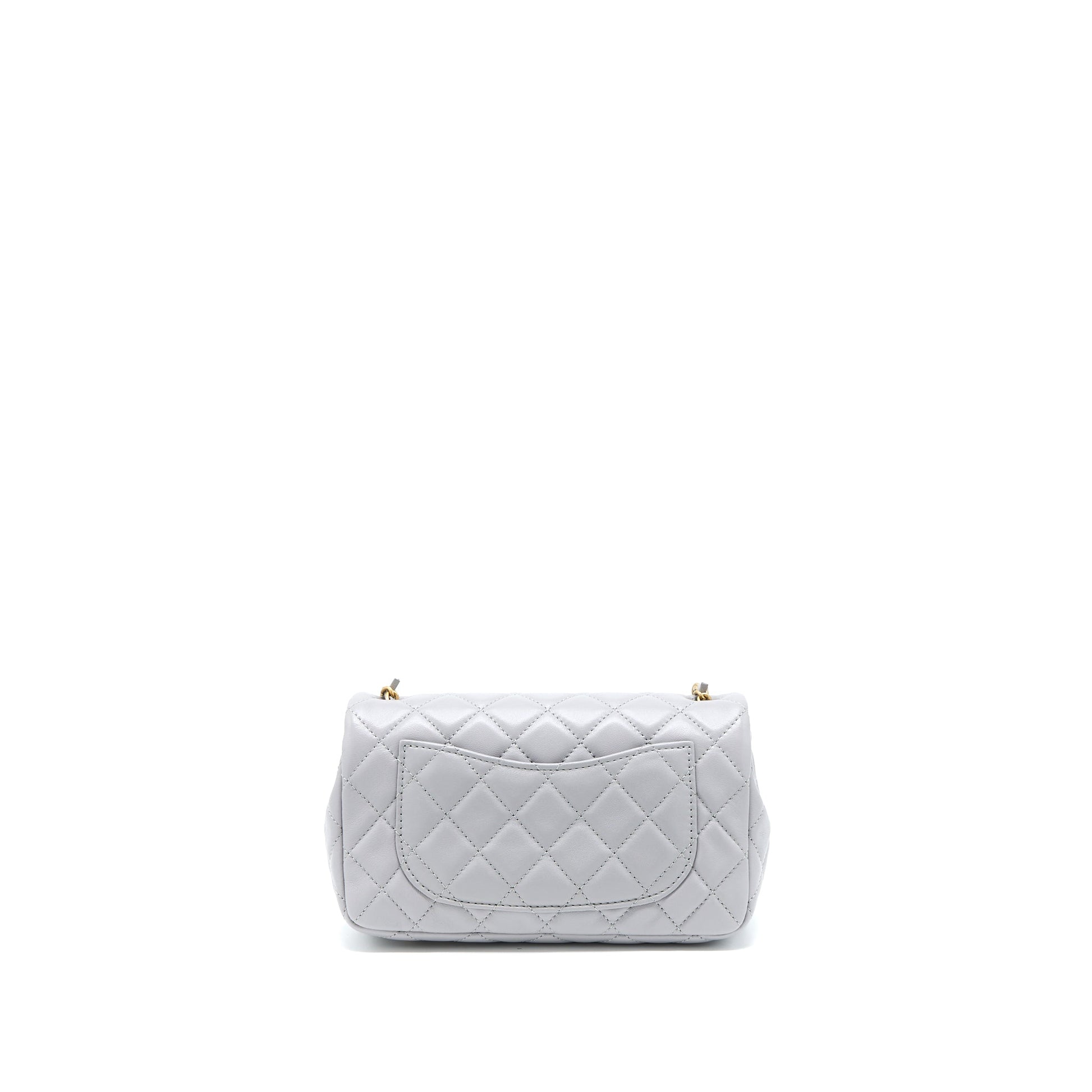 Chanel Pearl Crush Rectangular Flap Lambskin Light Grey Shoulder Bag