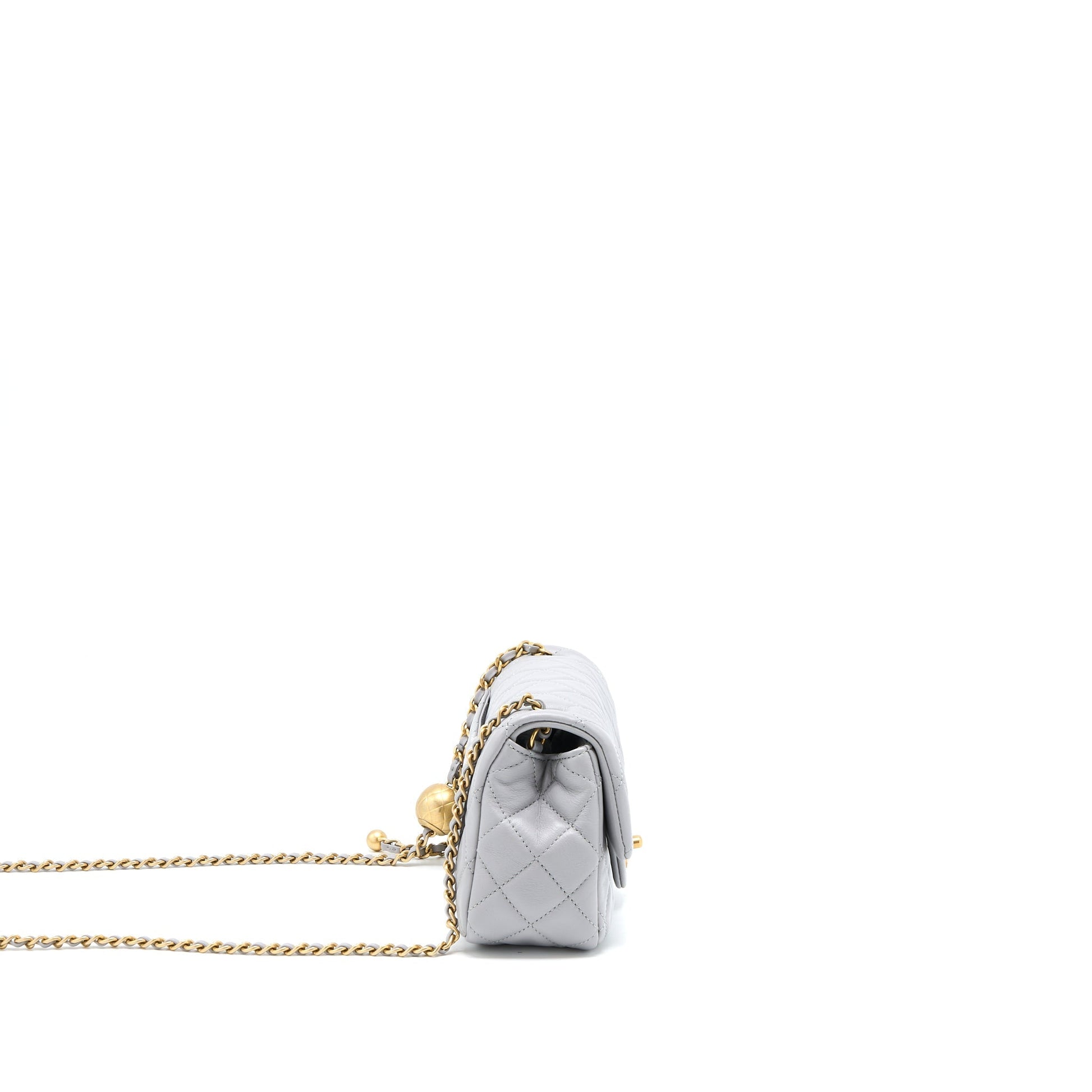 Chanel Pearl Crush Rectangular Flap Lambskin Light Grey Shoulder Bag