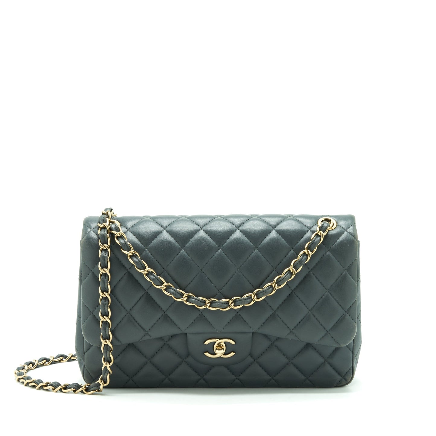 Chanel Jumbo Classic Double Flap Lambskin SHW Grey Shoulder Bag