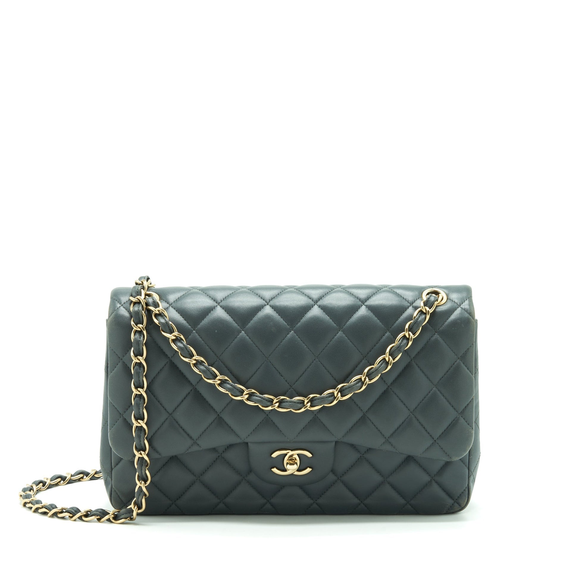 Chanel Jumbo Classic Double Flap Lambskin SHW Grey Shoulder Bag
