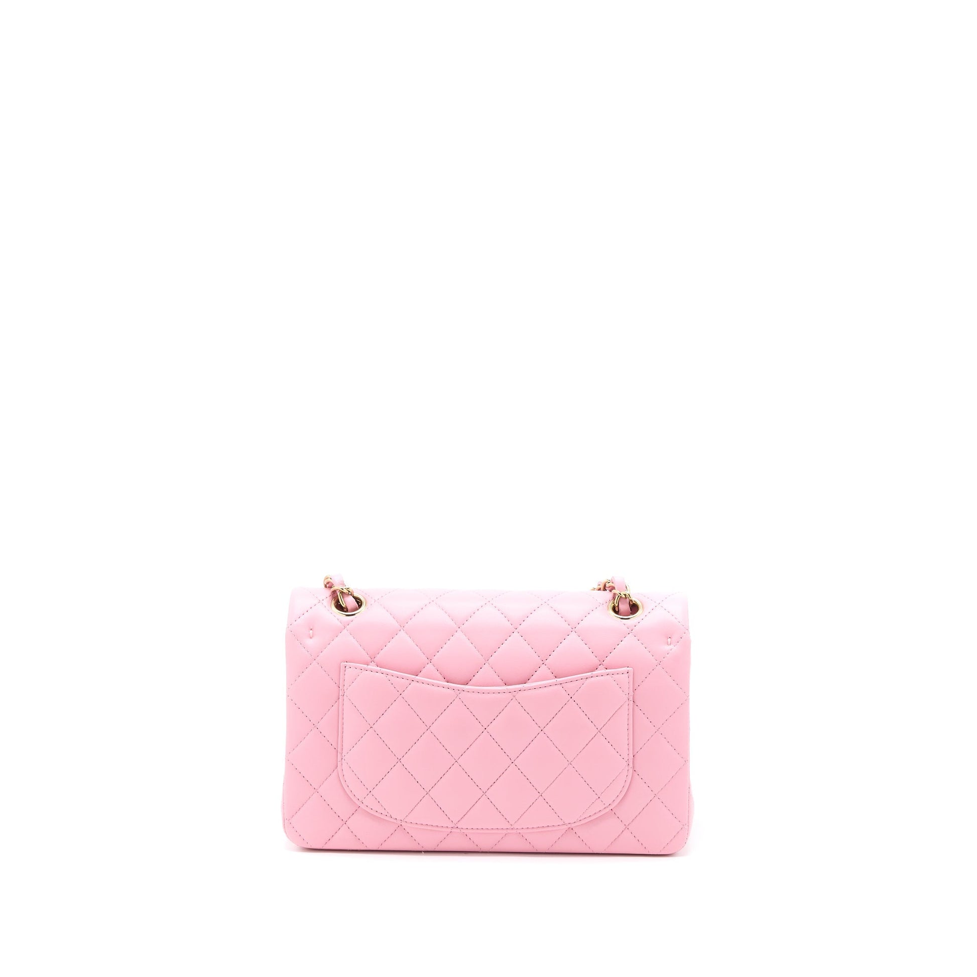 Chanel Classic Flap Lambskin LGHW Microchip Pink Small Shoulder Bag