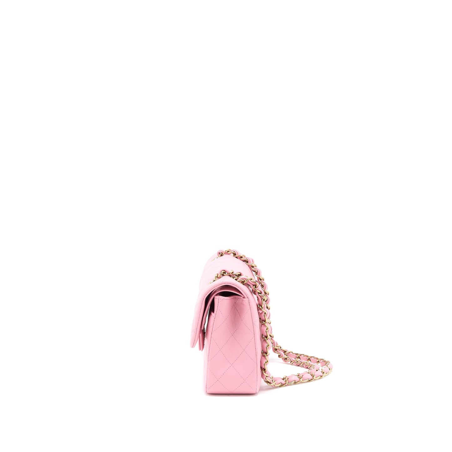 Chanel Classic Flap Lambskin LGHW Microchip Pink Small Shoulder Bag