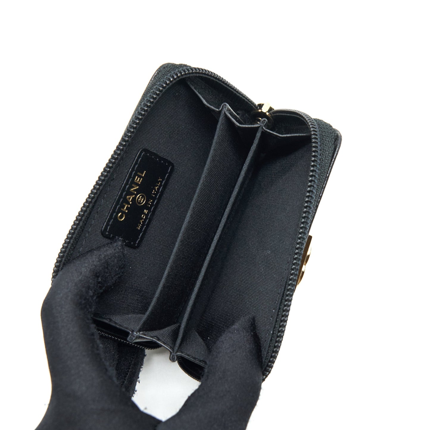Chanel Classic Boy Zip Cardholder Caviar LGHW Black Wallet Case