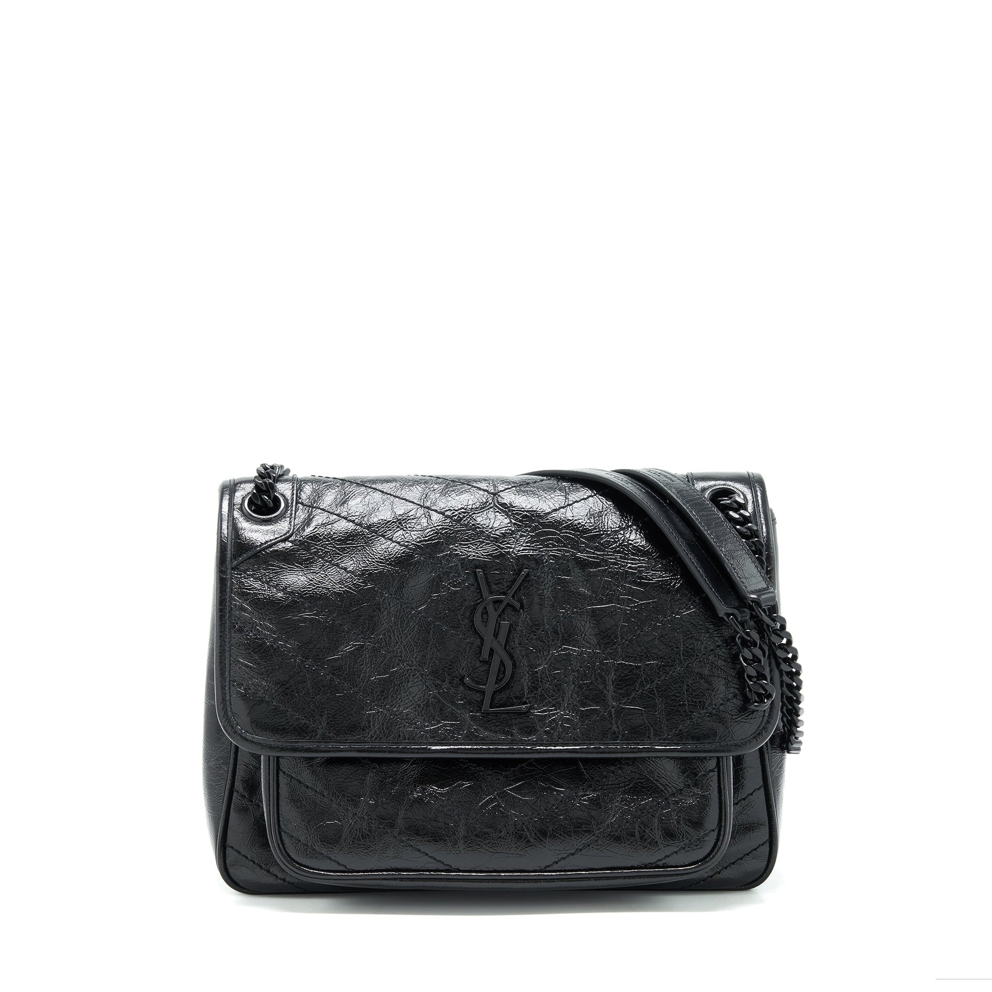 YSL Saint Laurent Saint Laurent Niki Purse Crinkled So Travel Black Medium Travel Bag