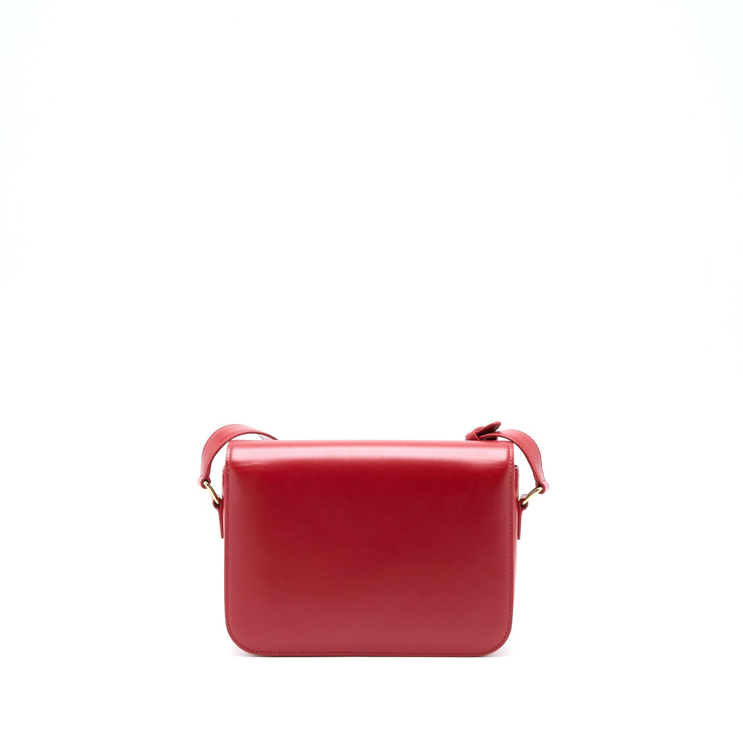 Celine Classique Triomphe Purse Shiny Calfskin Handbag Red Medium Travel Bag