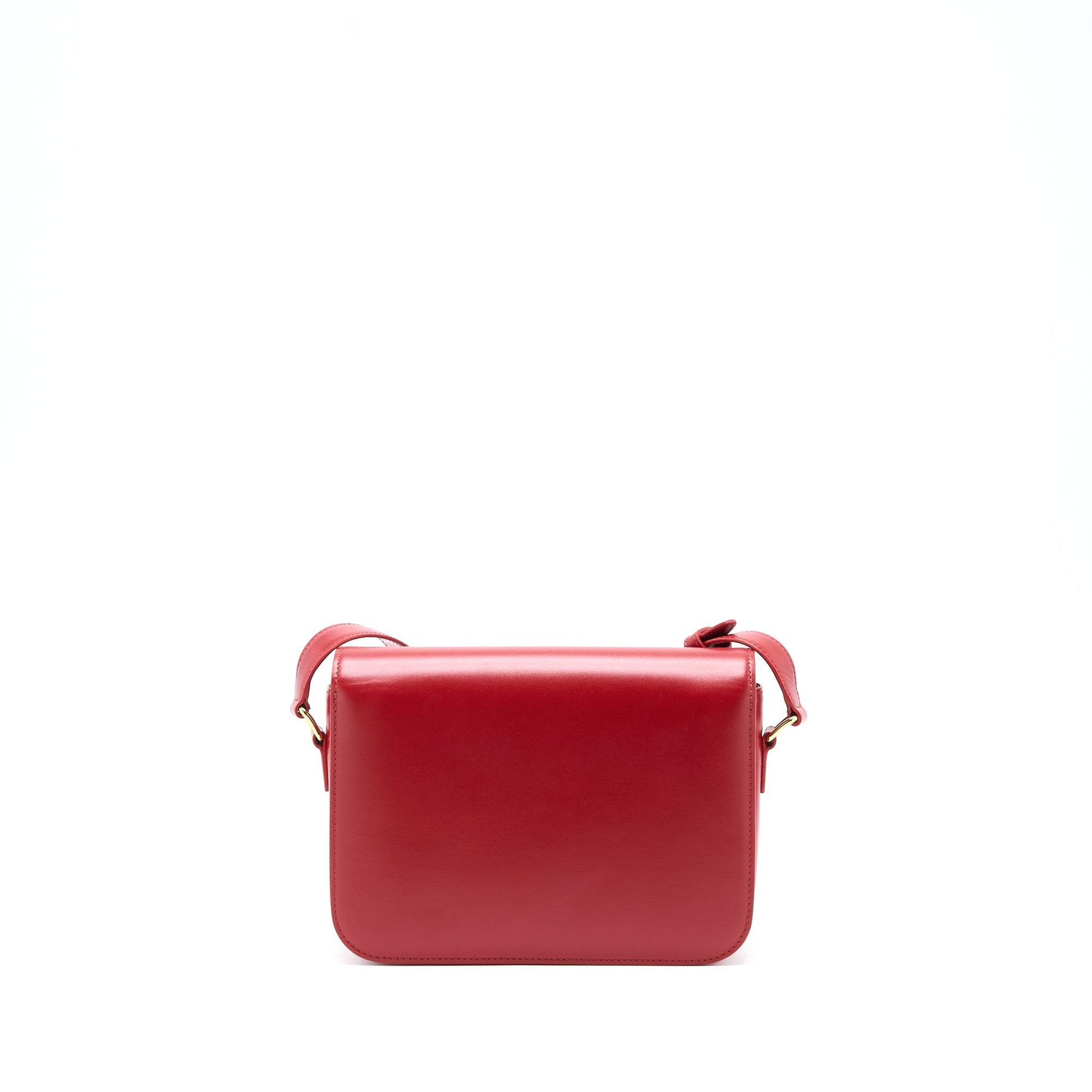 Celine Classique Triomphe Purse Shiny Calfskin Handbag Red Medium Travel Bag
