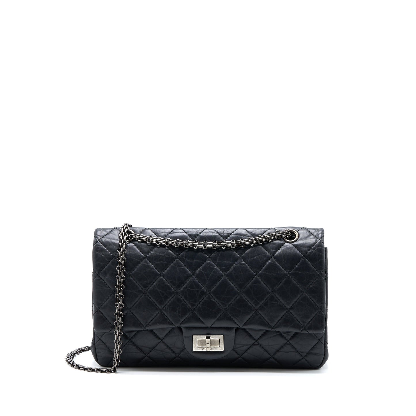 Chanel 2.55 Reissue 227 Aged Calfskin Ruthenium Black Handbag