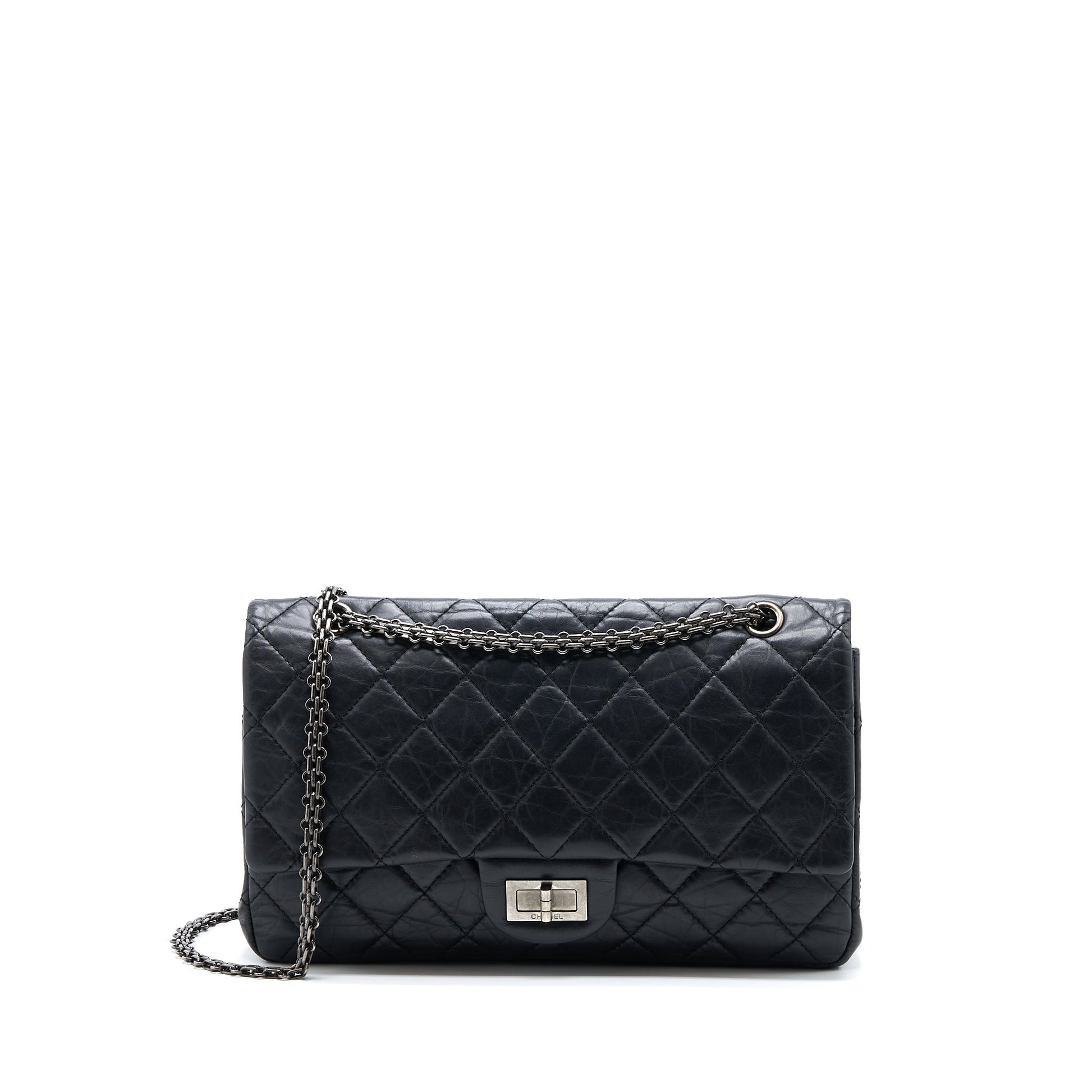 Chanel 2.55 Reissue 227 Aged Calfskin Ruthenium Black Handbag
