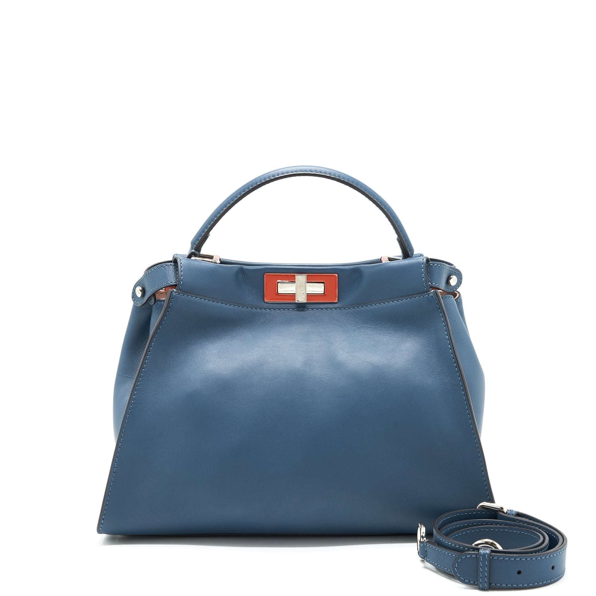 Fendi Peekaboo Purse Dark Multi Colour Hardware Blue Medium Travel Bag