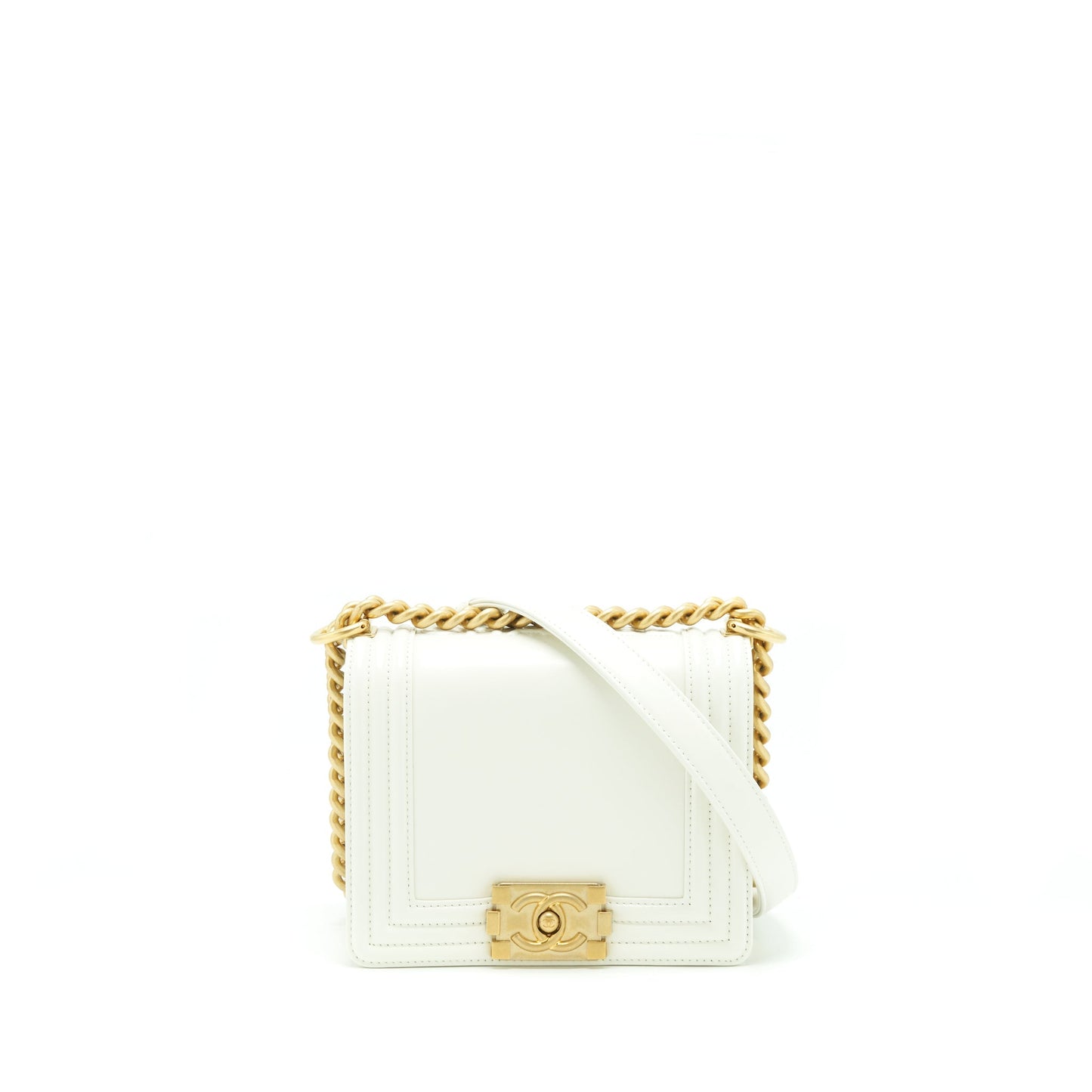 Chanel Boy Calfskin GHW Microchip White Mini Bag