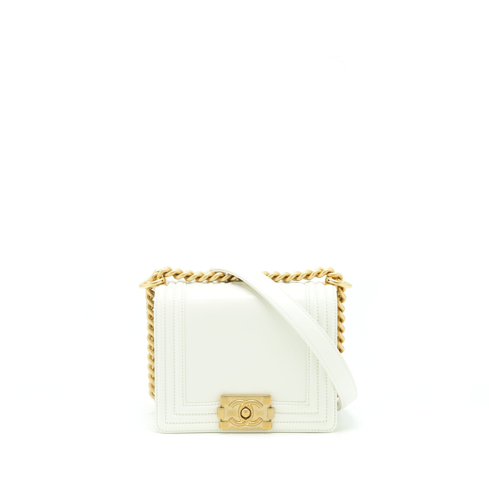 Chanel Boy Calfskin GHW Microchip White Mini Bag