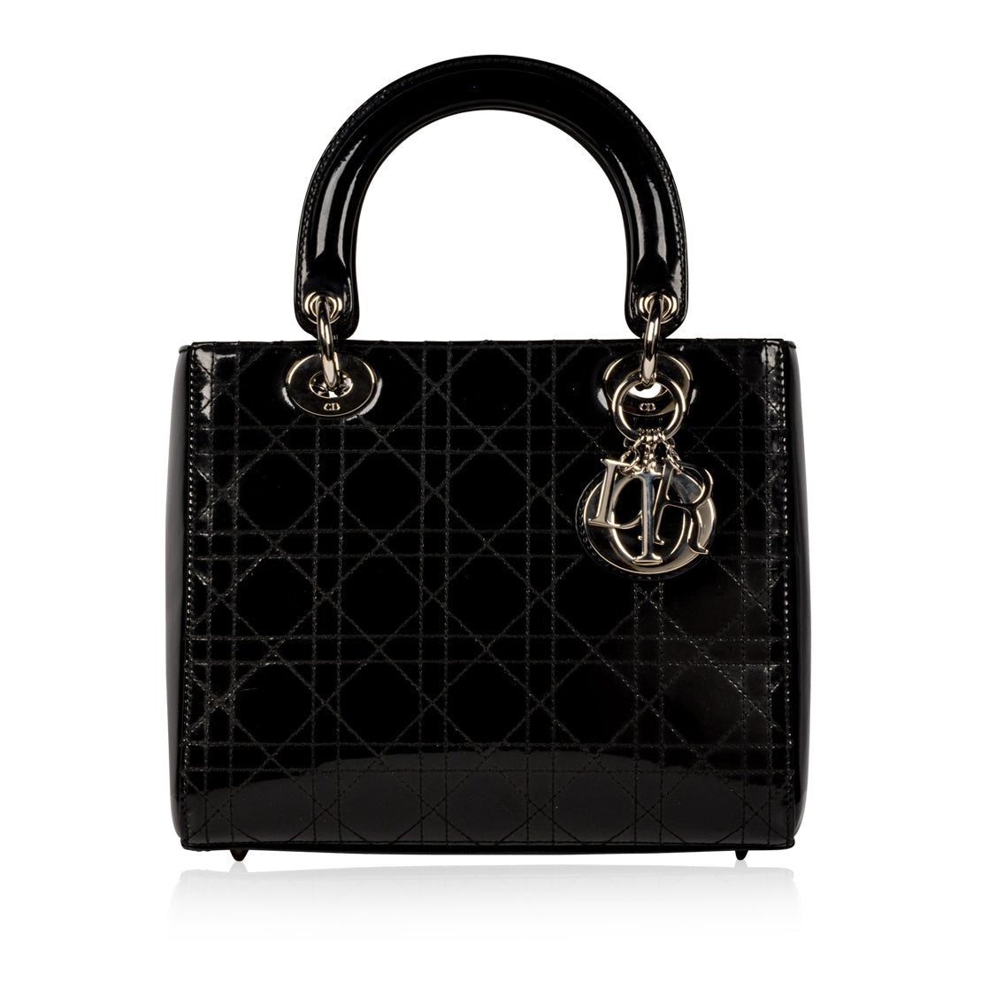 Dior Christian Lady Shoulder Bag Leather Patent Black 2