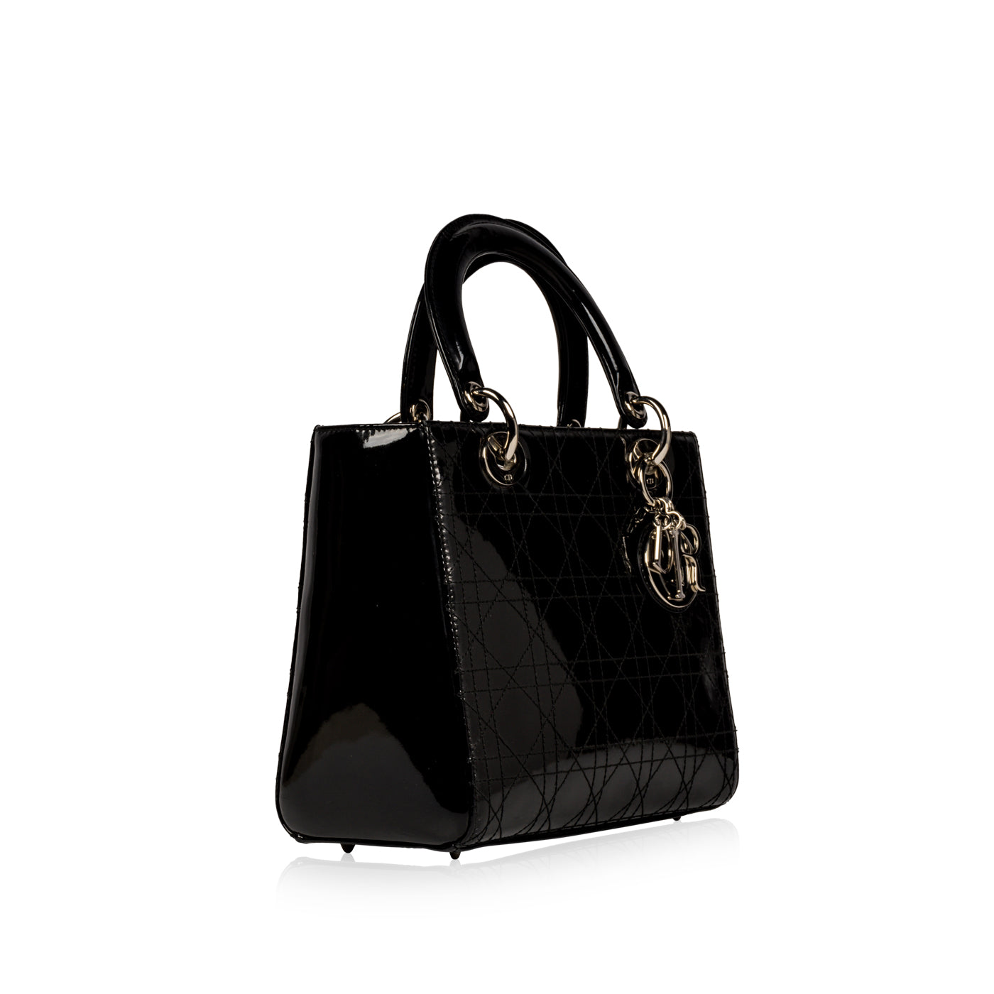 Dior Christian Lady Shoulder Bag Leather Patent Black 2