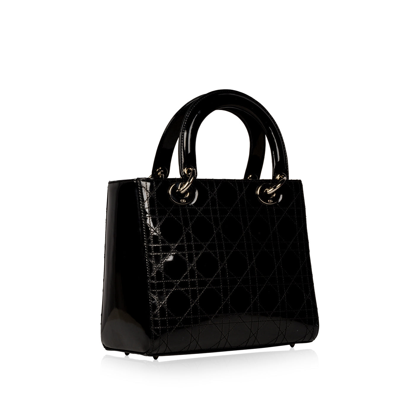 Dior Christian Lady Shoulder Bag Leather Patent Black 2