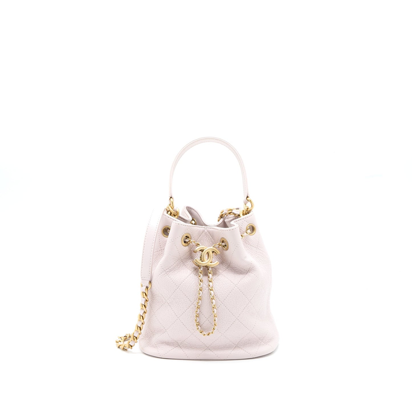 Chanel Drawstring Bucket Lambskin Light GHW Pink Jewelry