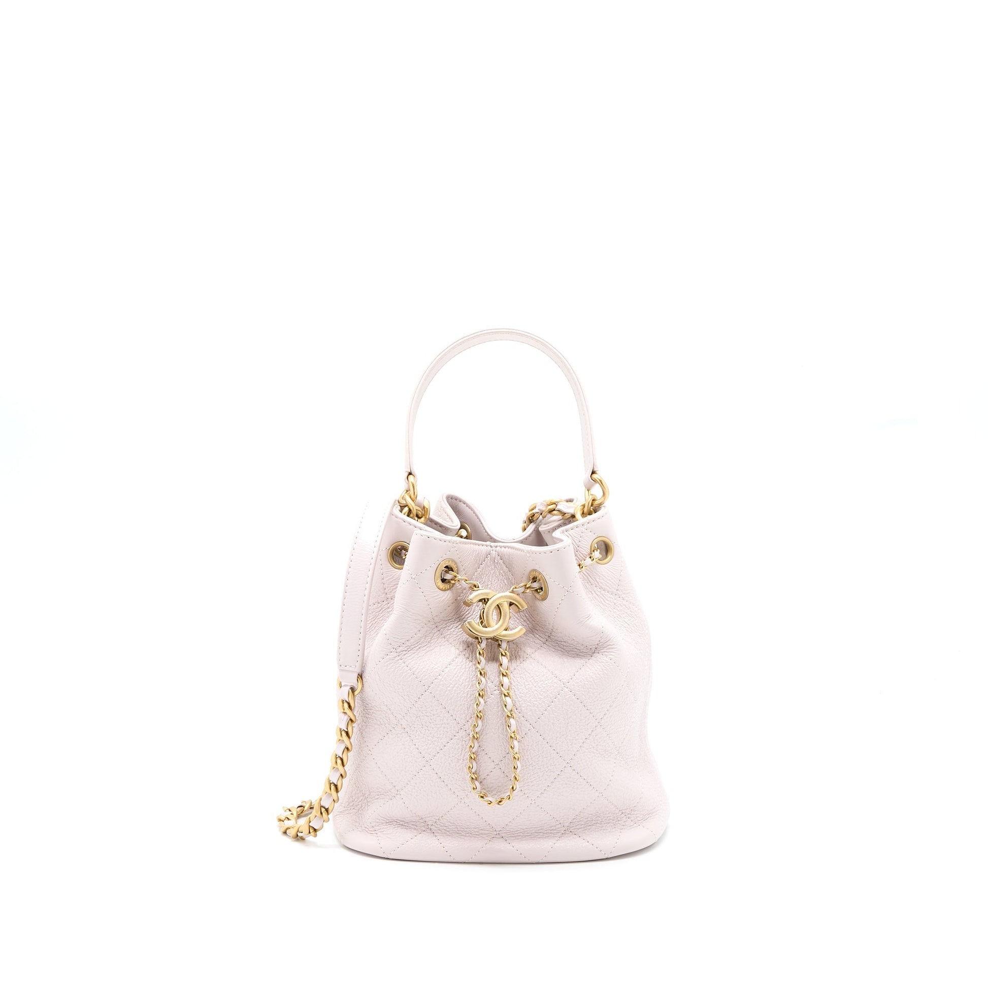 Chanel Drawstring Bucket Lambskin Light GHW Pink Jewelry