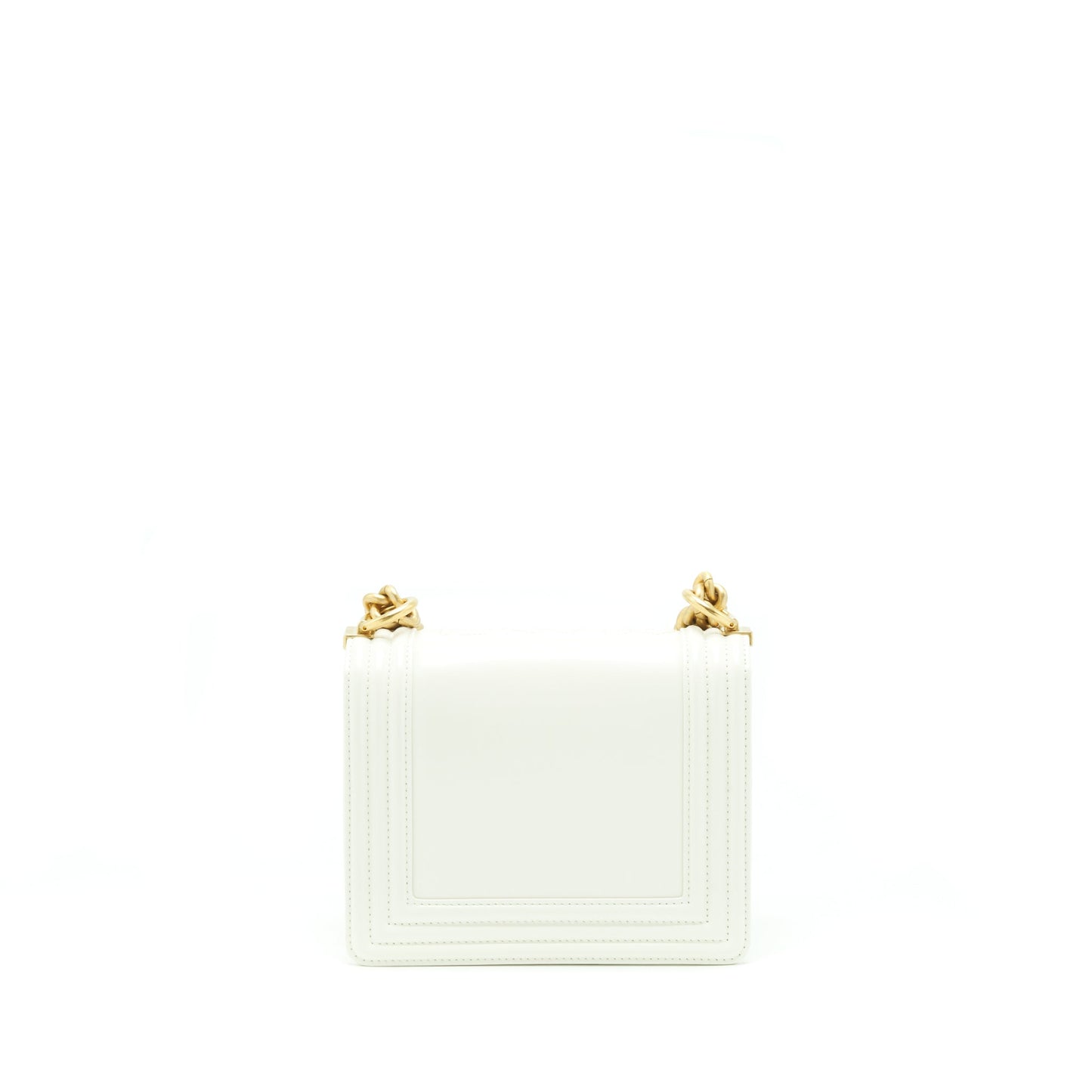 Chanel Boy Calfskin GHW Microchip White Mini Bag