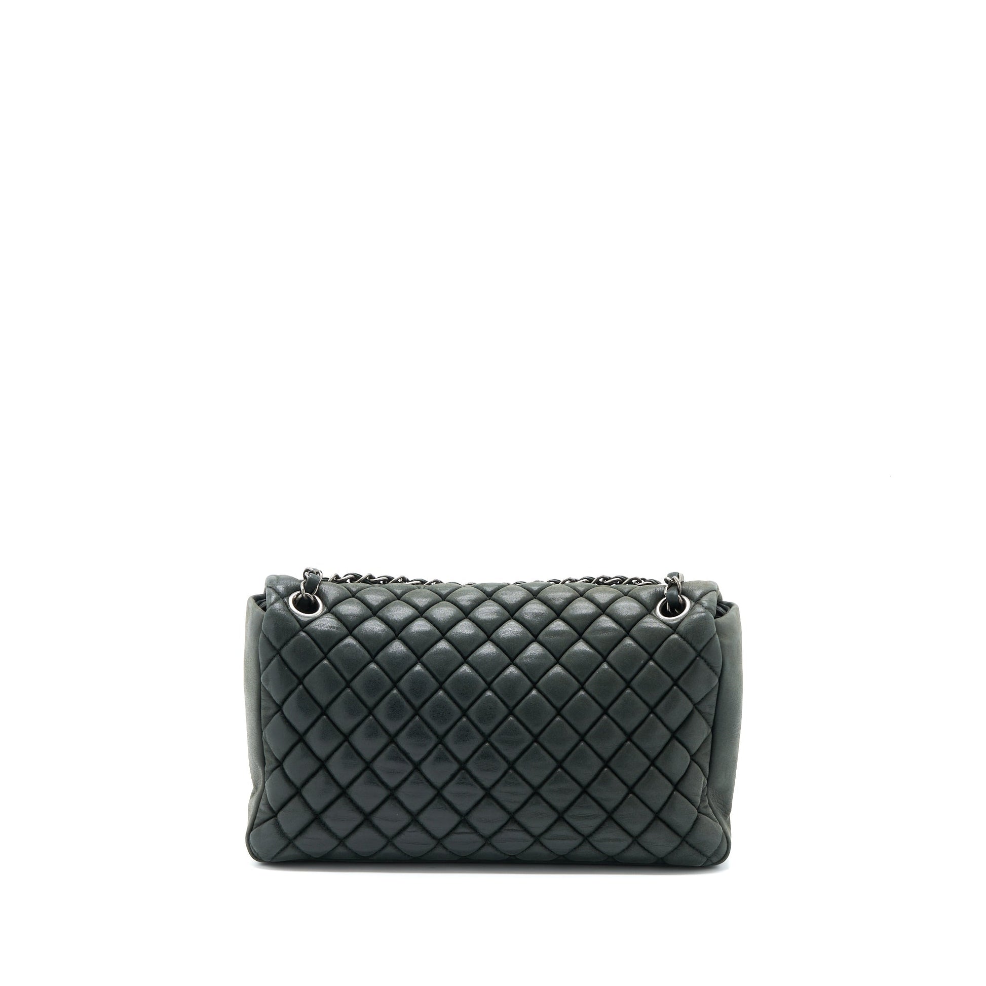 Chanel Quilted Flap Iridescent Calfskin Dark Ruthenium Green Shoulder Bag