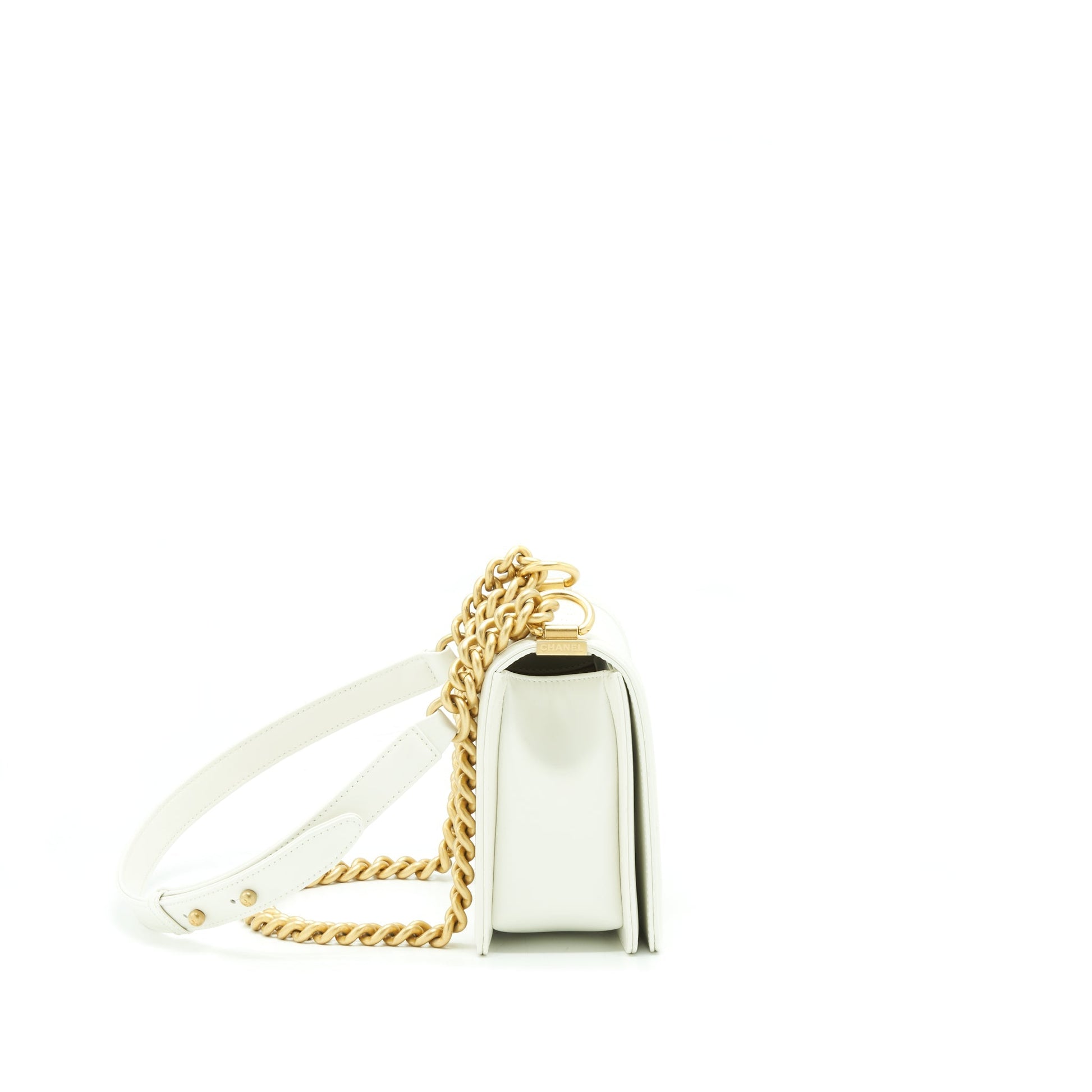 Chanel Boy Calfskin GHW Microchip White Mini Bag