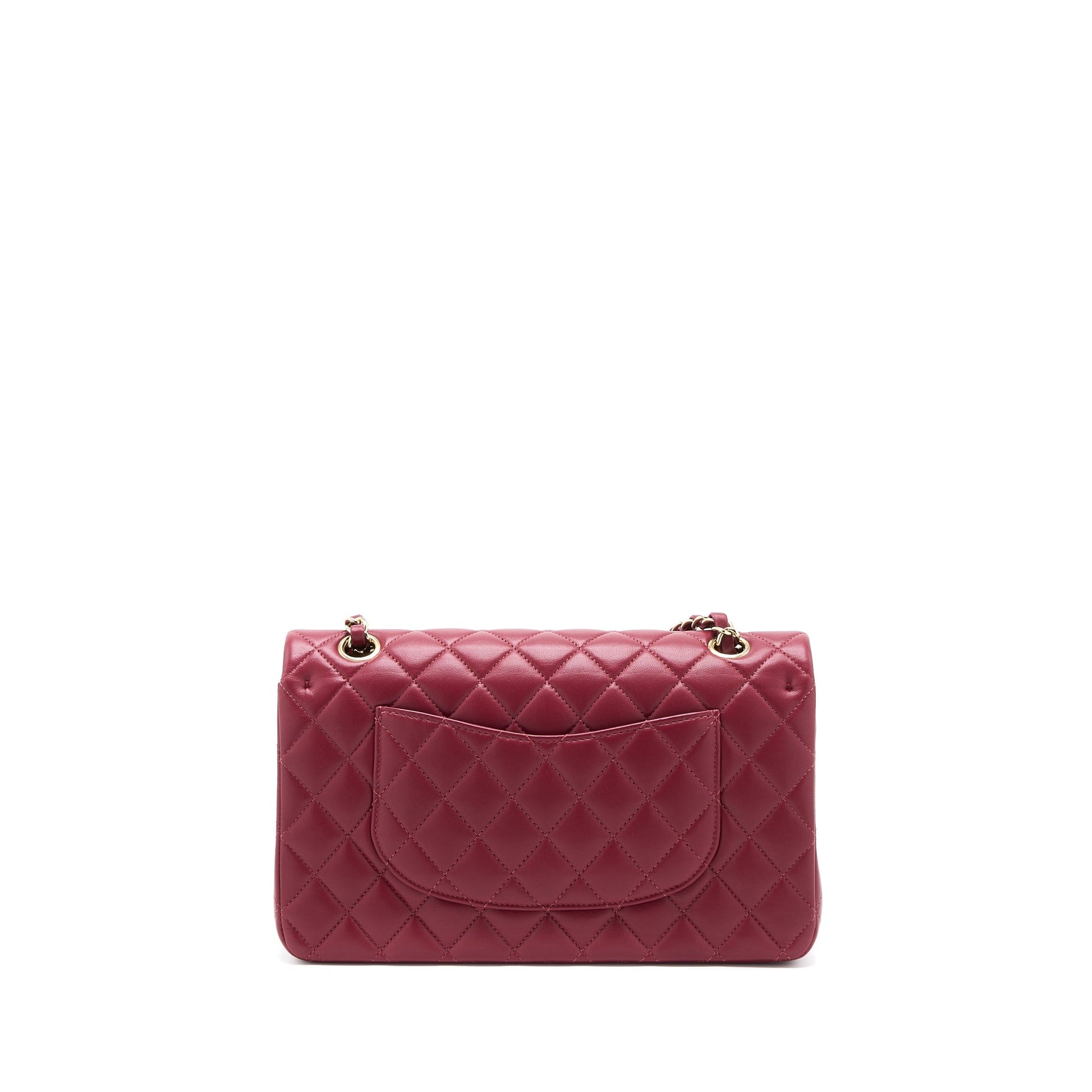 Chanel Classic Flap Lambskin Dark LGHW Microchip Red Shoulder Bag