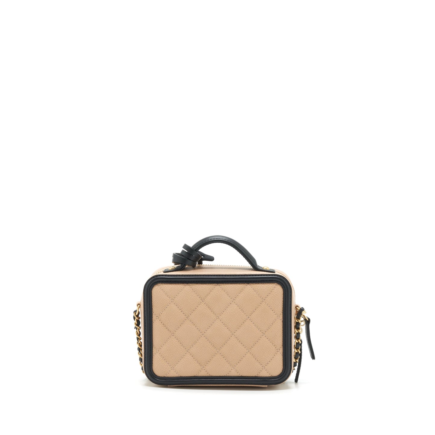 Chanel Vanity Filigree Caviar LGHW Black Beige Mini Bag
