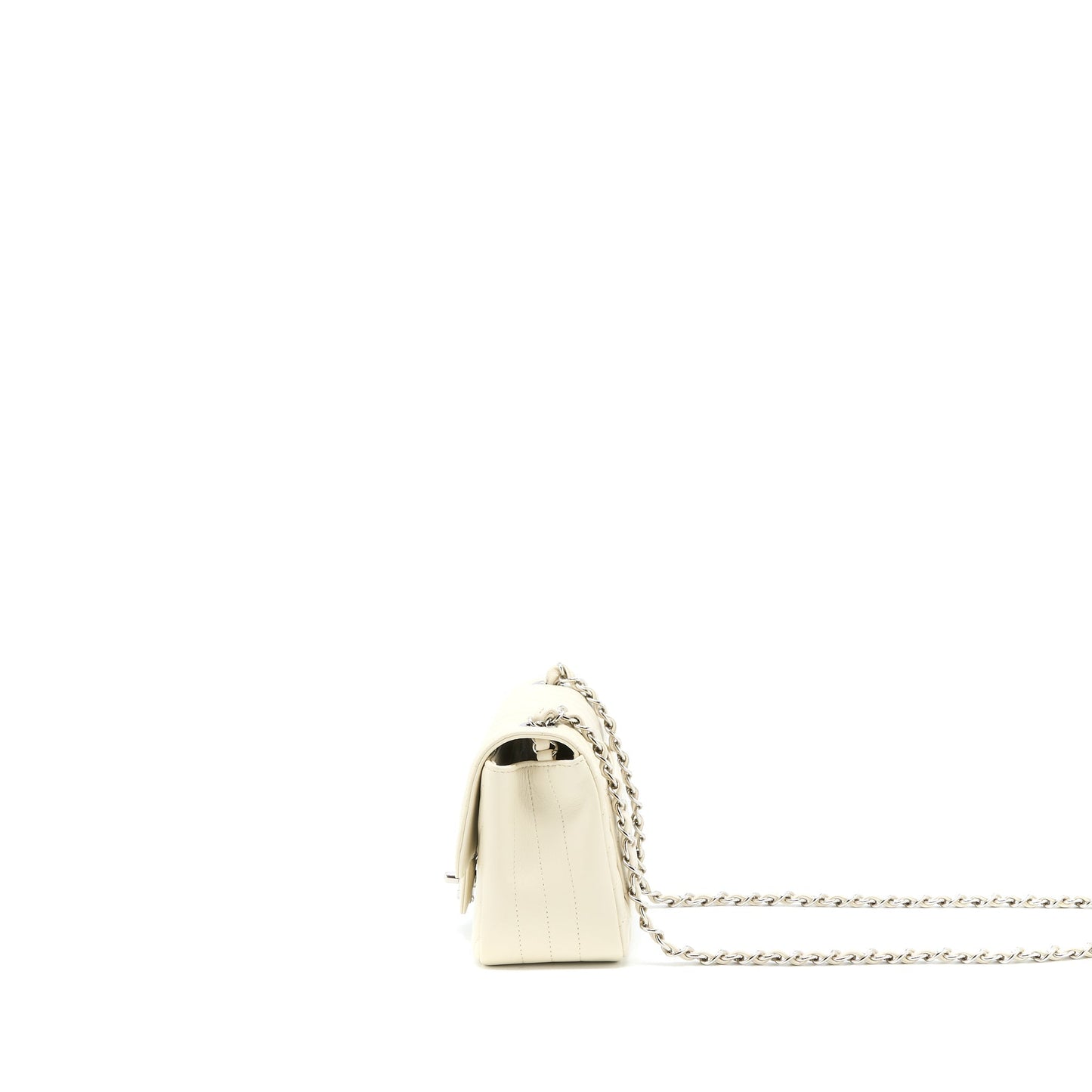 Chanel 21c Square Flap Chevron Lambskin SHW Beige Shoulder Bag