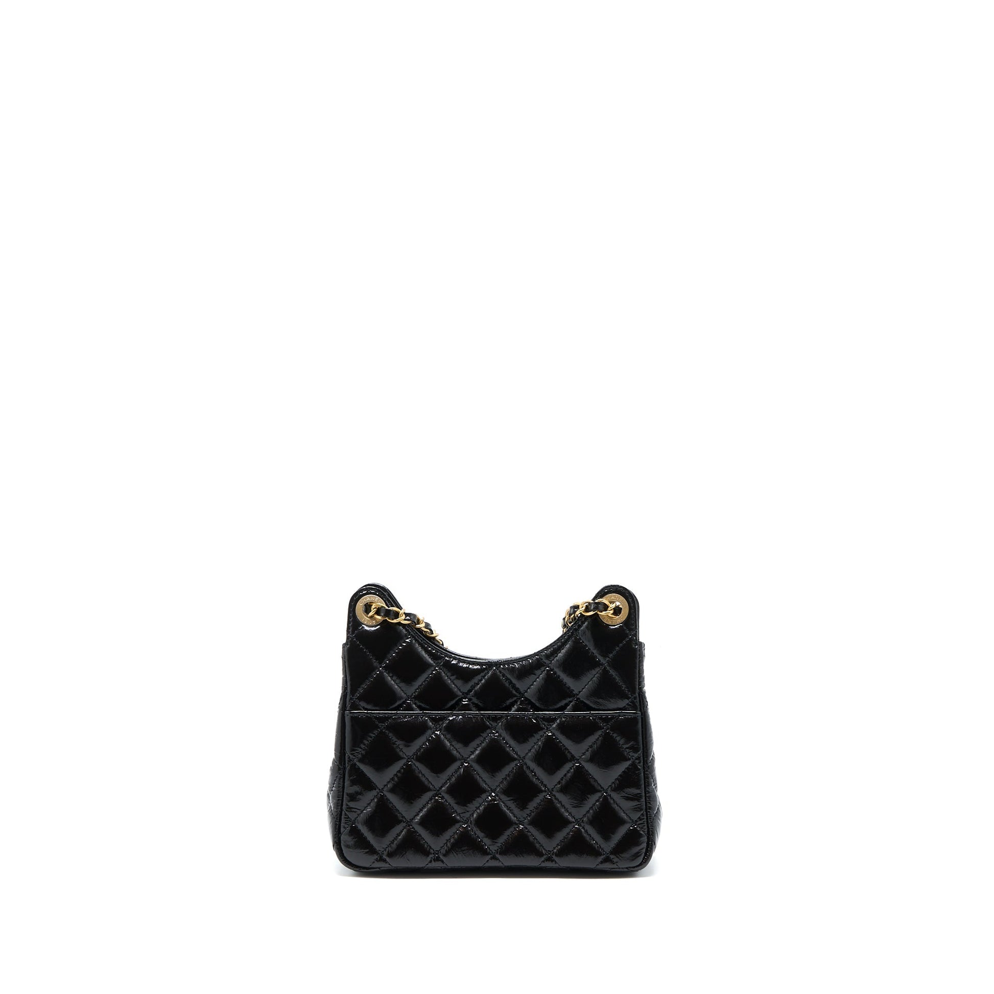 Chanel 23c Hobo Shiny Calfskin Brushed GHW Black Small Shoulder Bag
