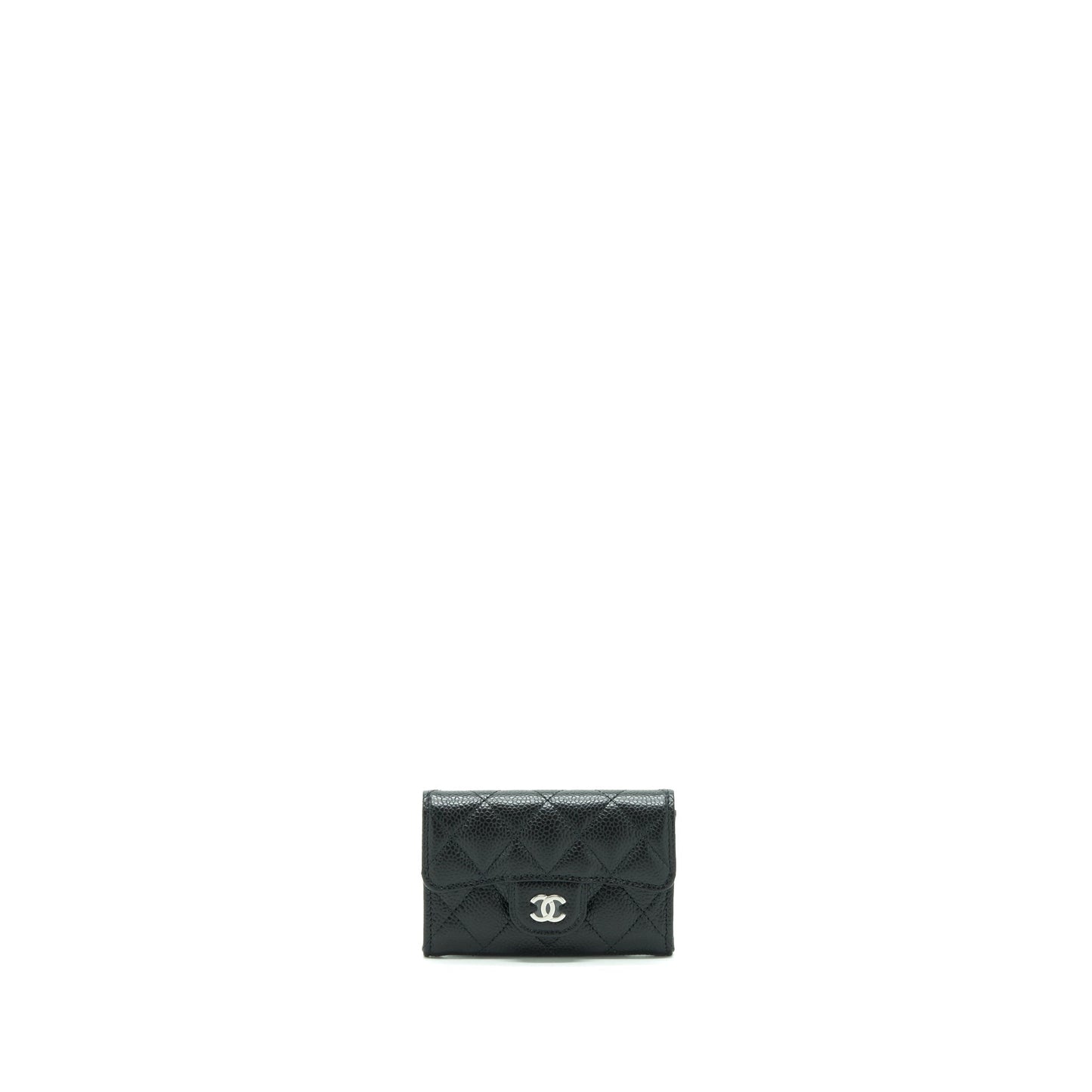 Chanel Classic Flap Card Holder Caviar SHW Black Wallet Case