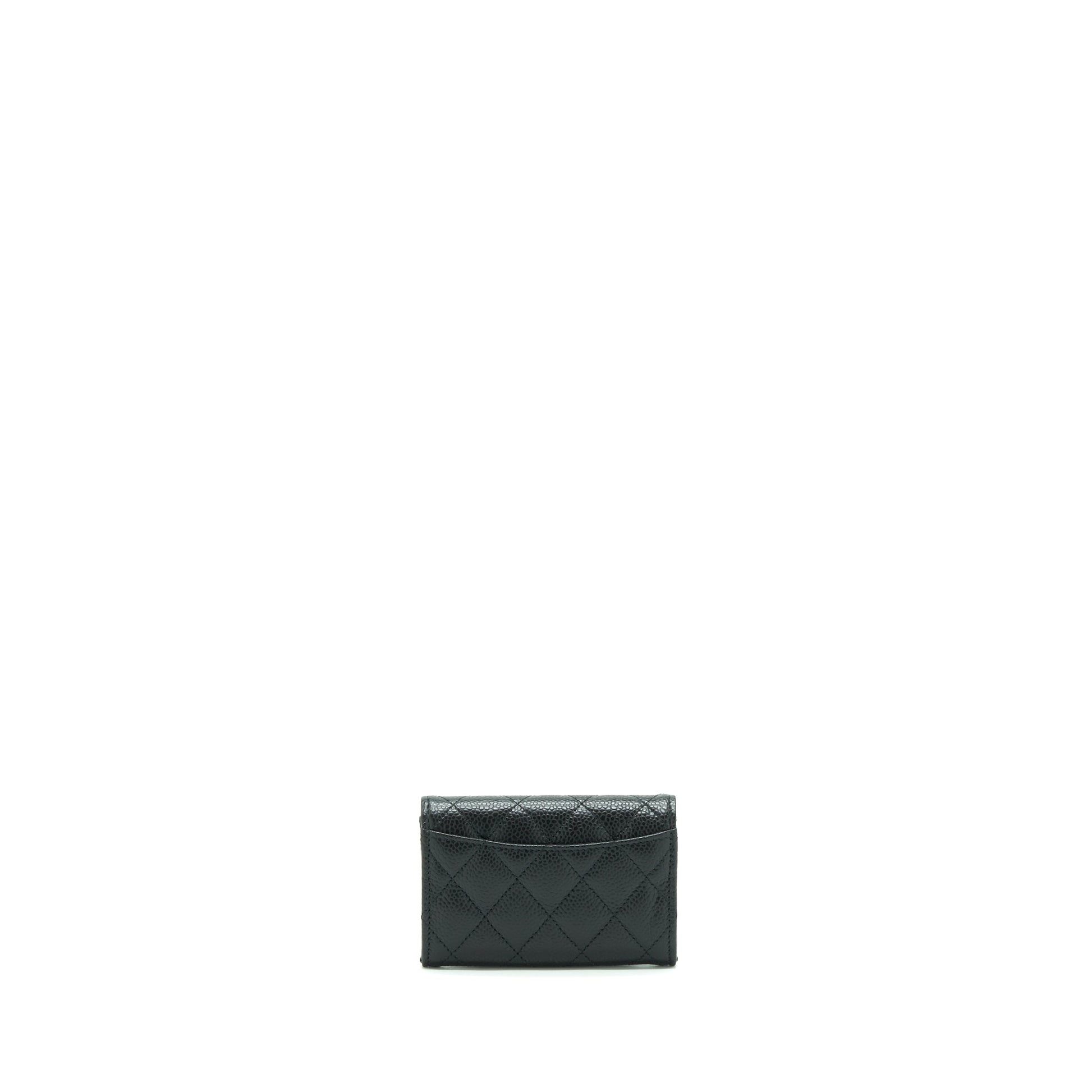 Chanel Classic Flap Card Holder Caviar SHW Black Wallet Case