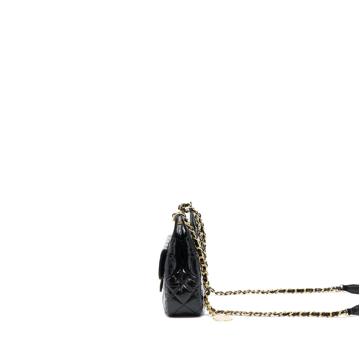 Chanel 23c Hobo Shiny Calfskin Brushed GHW Black Small Shoulder Bag
