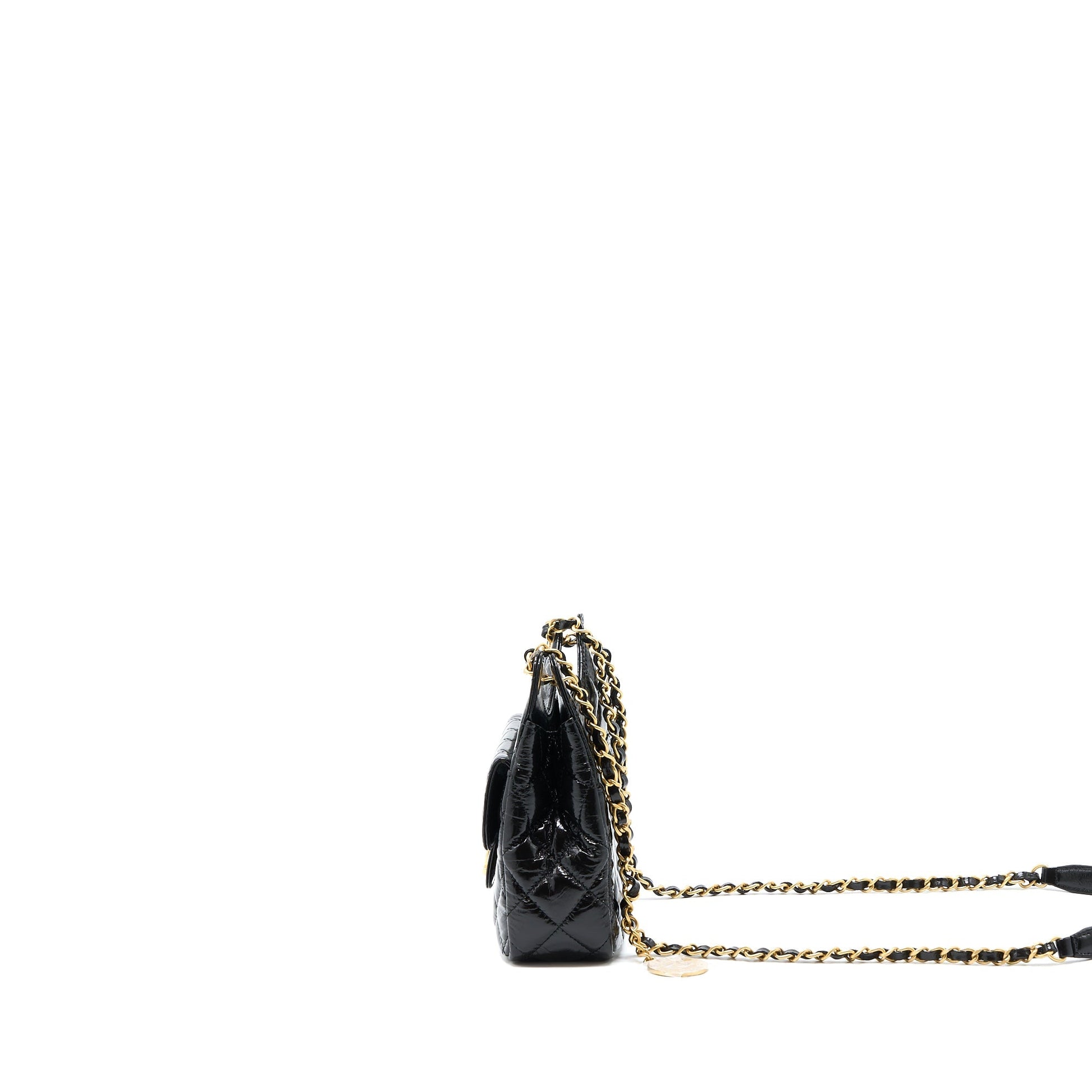Chanel 23c Hobo Shiny Calfskin Brushed GHW Black Small Shoulder Bag