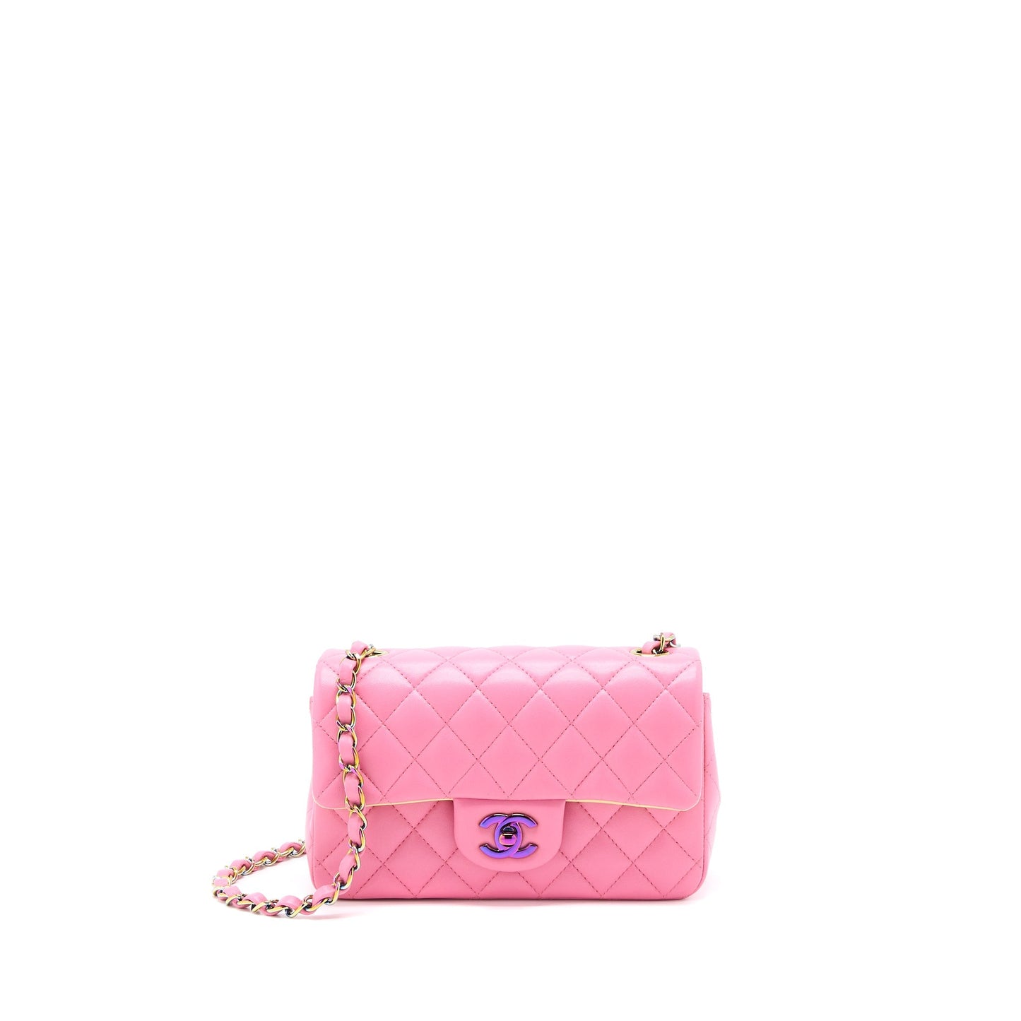 Chanel 21P Rectangular Flag Lambskin Multi Hardware Pink Mini Bag